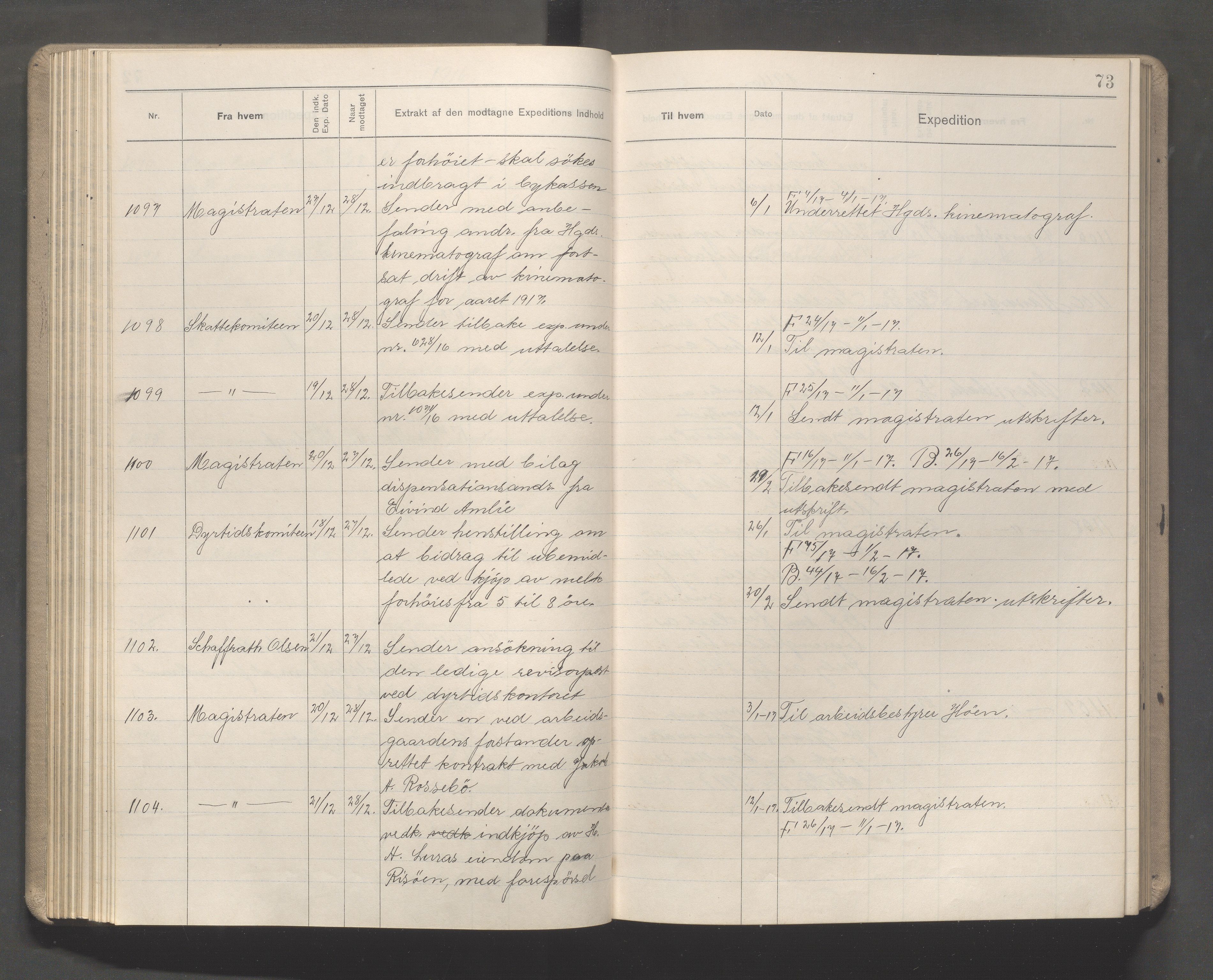 Haugesund kommune - Formannskapet, IKAR/X-0001/C/L0007: Journal, 1916-1917, s. 73