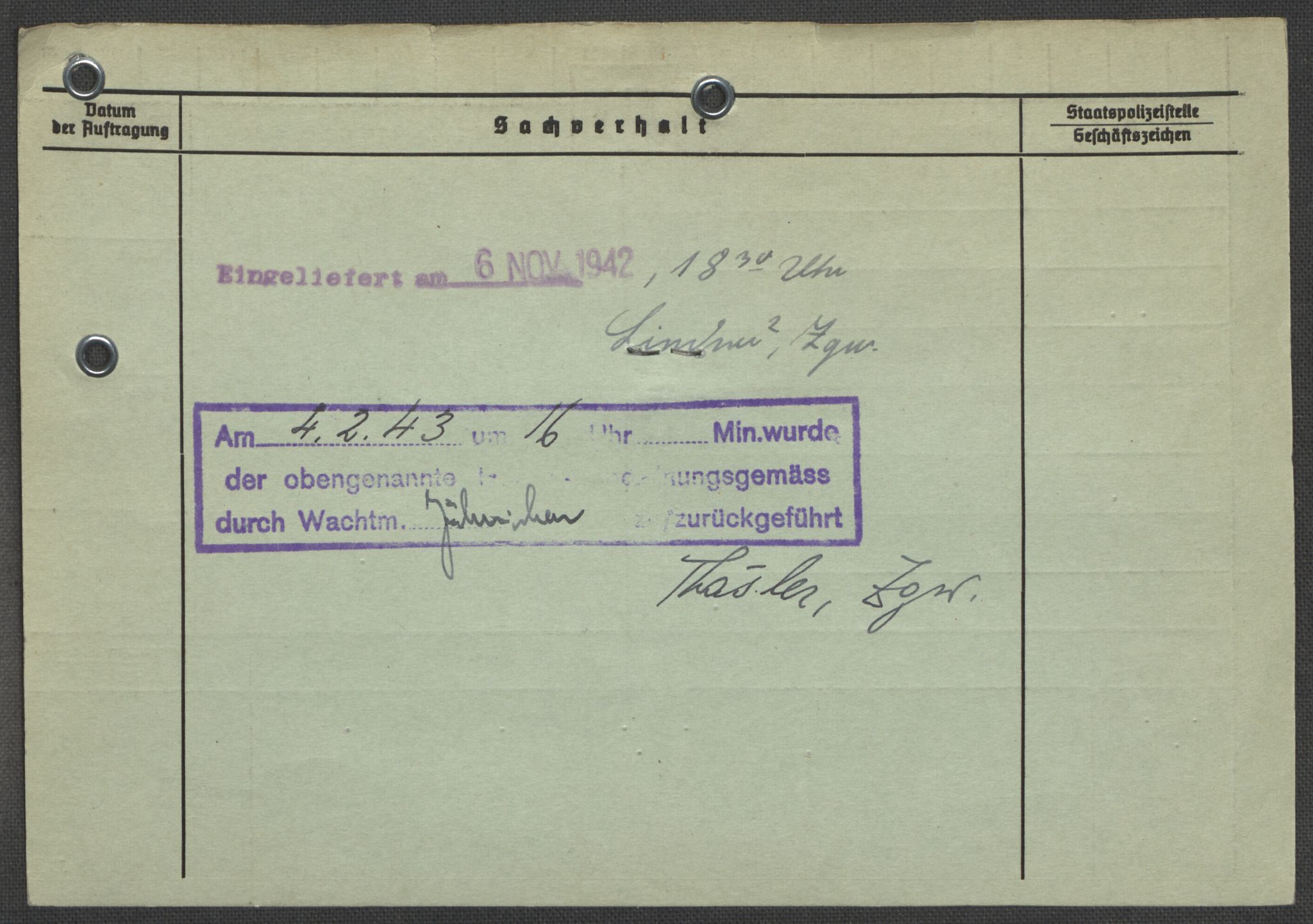 Befehlshaber der Sicherheitspolizei und des SD, AV/RA-RAFA-5969/E/Ea/Eaa/L0010: Register over norske fanger i Møllergata 19: Sø-Å, 1940-1945, s. 1407