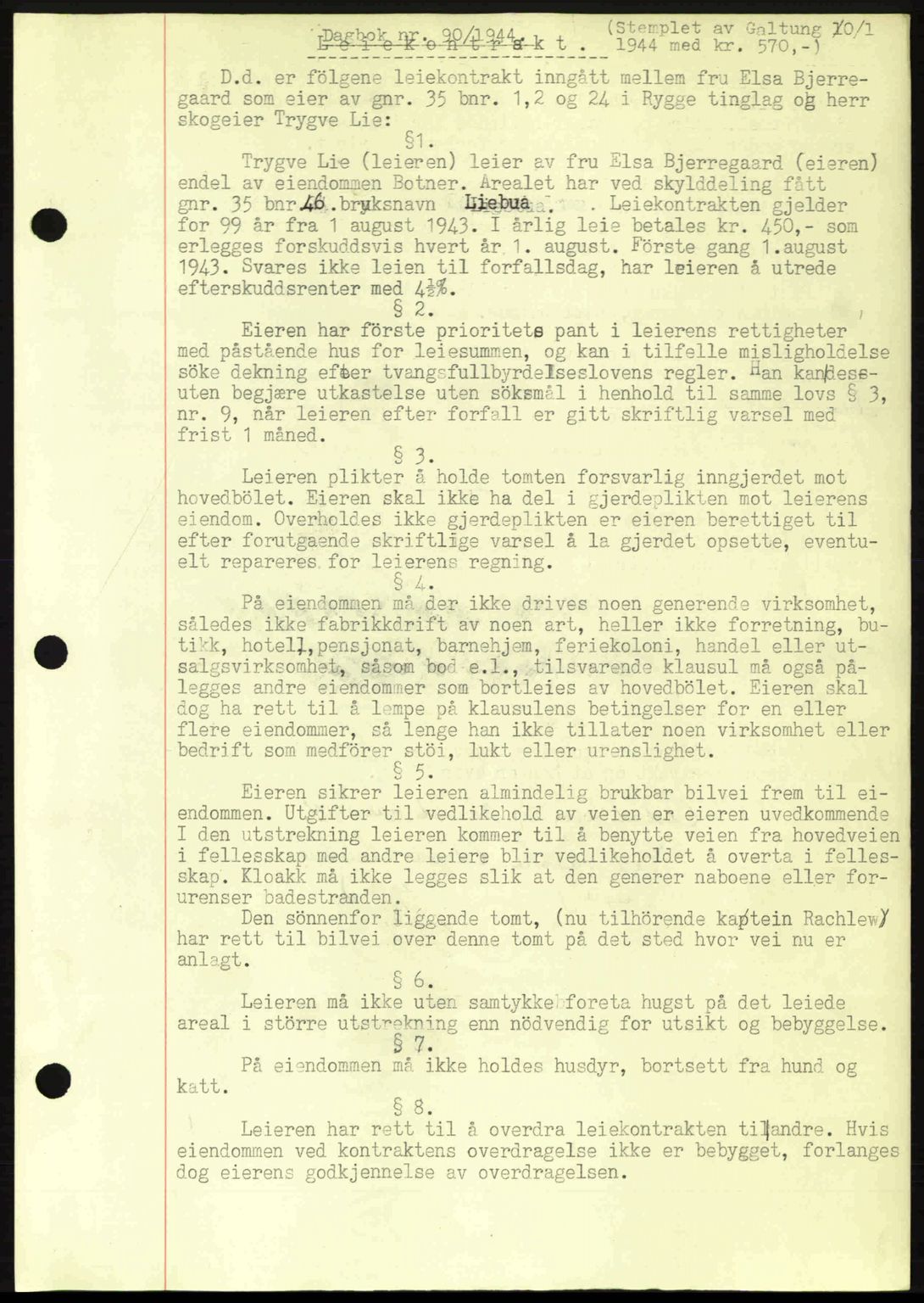 Moss sorenskriveri, SAO/A-10168: Pantebok nr. A12, 1943-1944, Dagboknr: 90/1944
