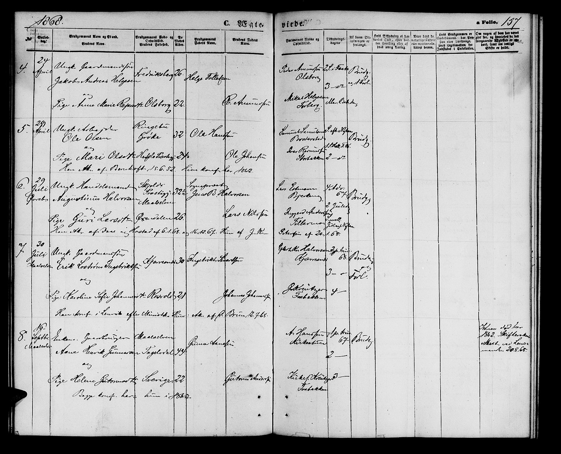 Målselv sokneprestembete, AV/SATØ-S-1311/G/Ga/Gab/L0002klokker: Klokkerbok nr. 2, 1865-1873, s. 157