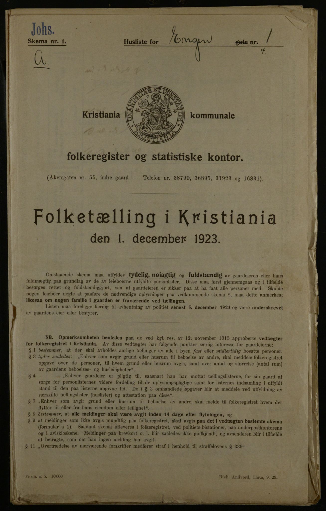 OBA, Kommunal folketelling 1.12.1923 for Kristiania, 1923, s. 24246