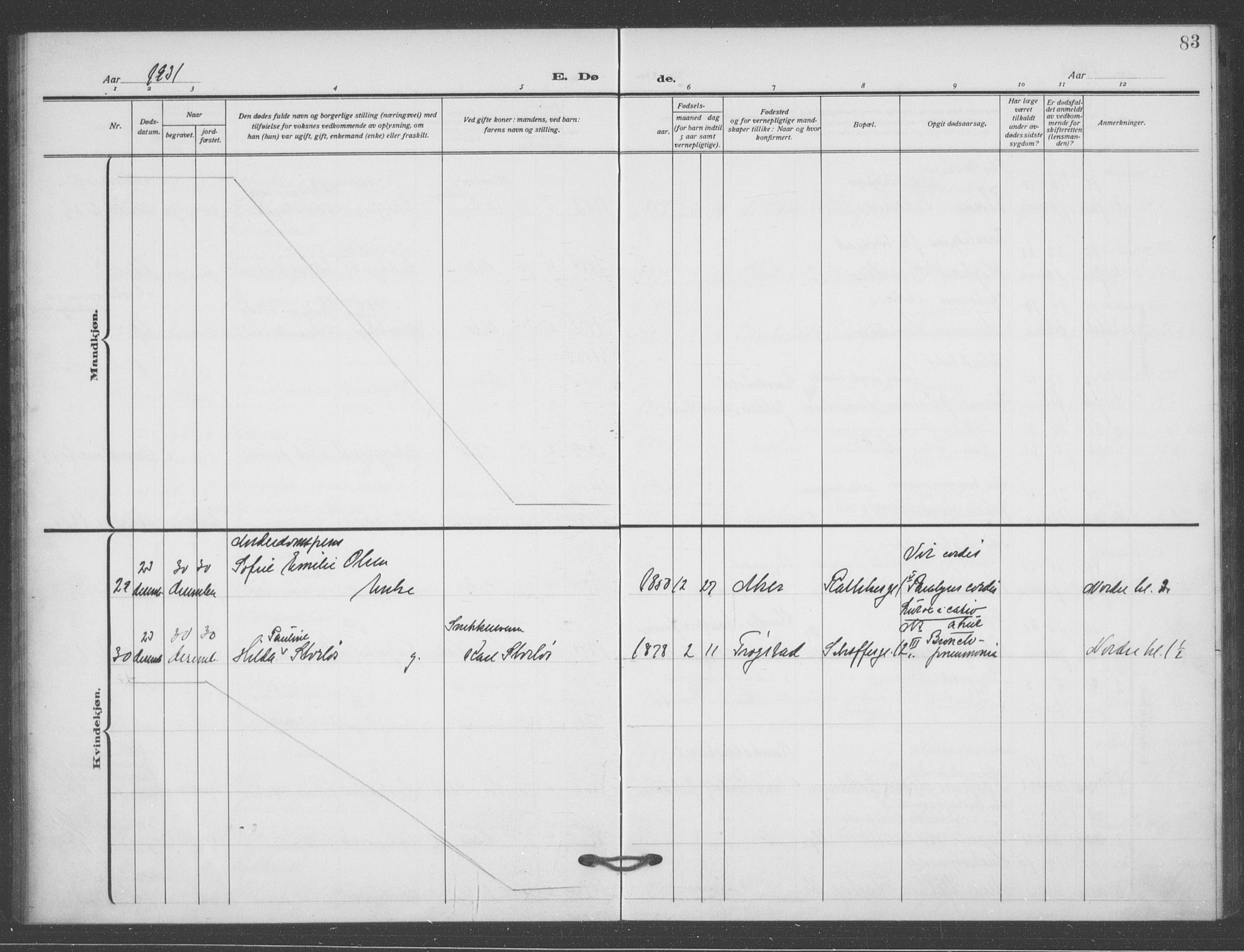 Matteus prestekontor Kirkebøker, AV/SAO-A-10870/F/Fa/L0004: Ministerialbok nr. 4, 1917-1938, s. 83