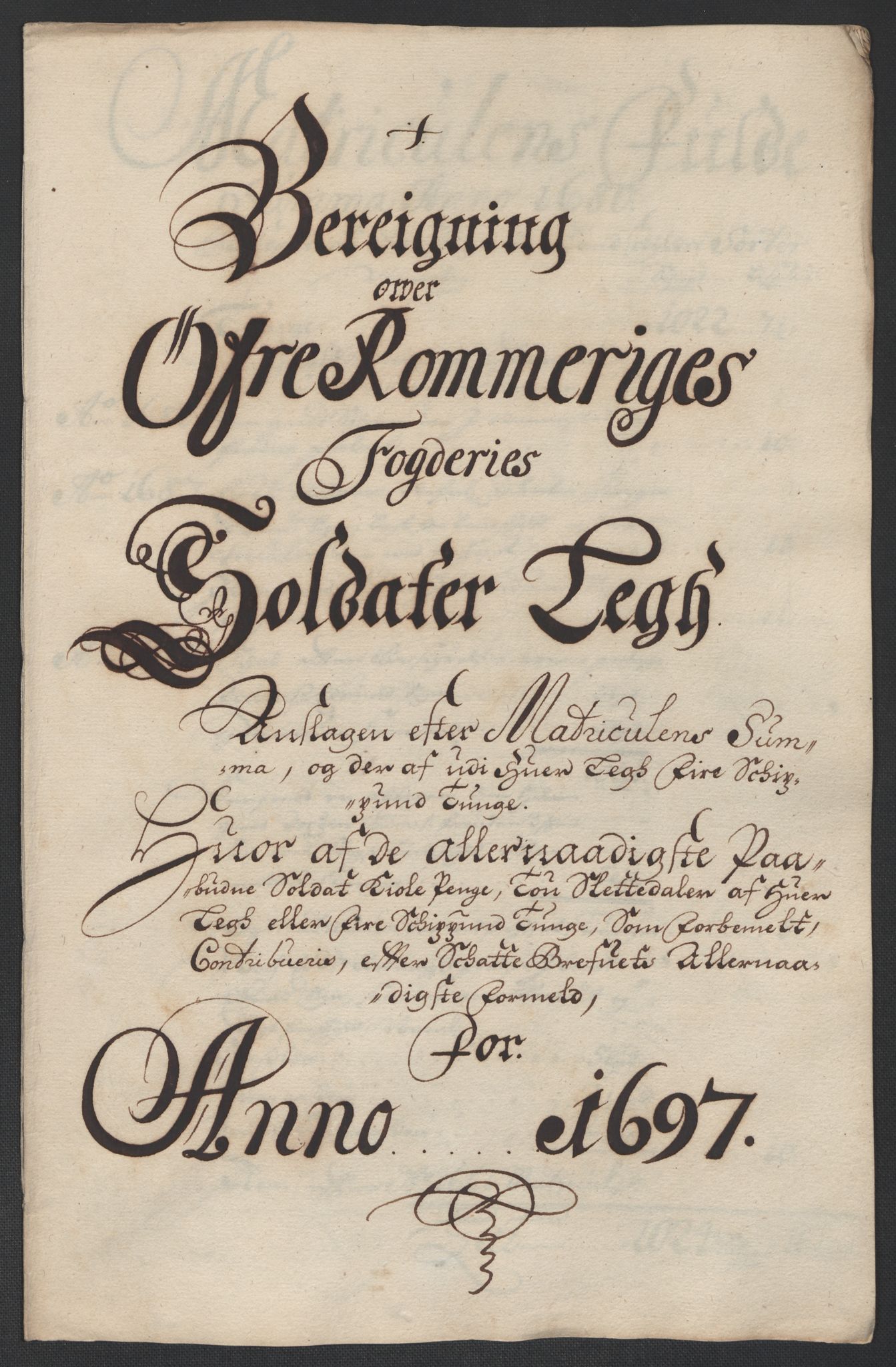 Rentekammeret inntil 1814, Reviderte regnskaper, Fogderegnskap, RA/EA-4092/R12/L0709: Fogderegnskap Øvre Romerike, 1697, s. 268