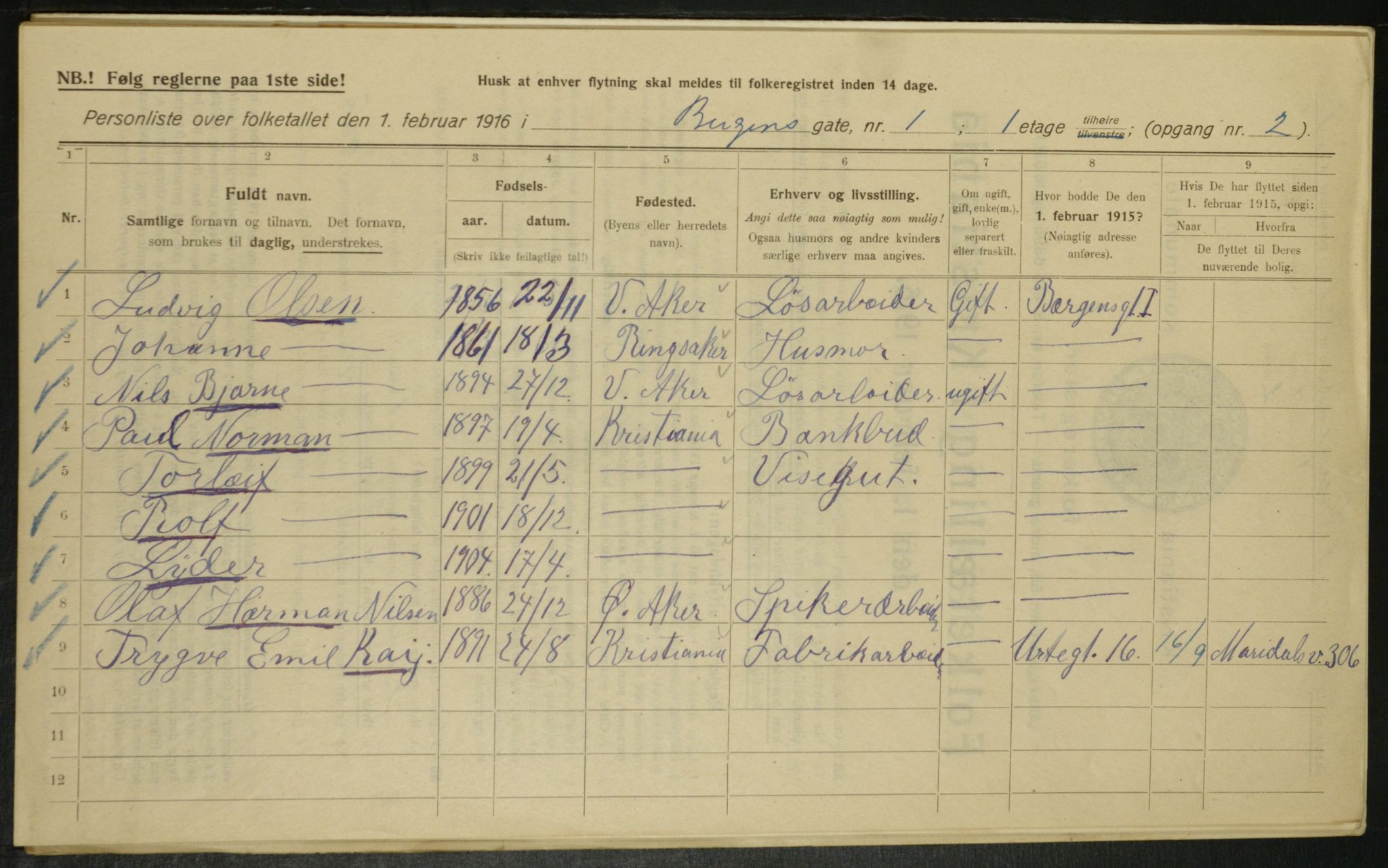 OBA, Kommunal folketelling 1.2.1916 for Kristiania, 1916, s. 3760