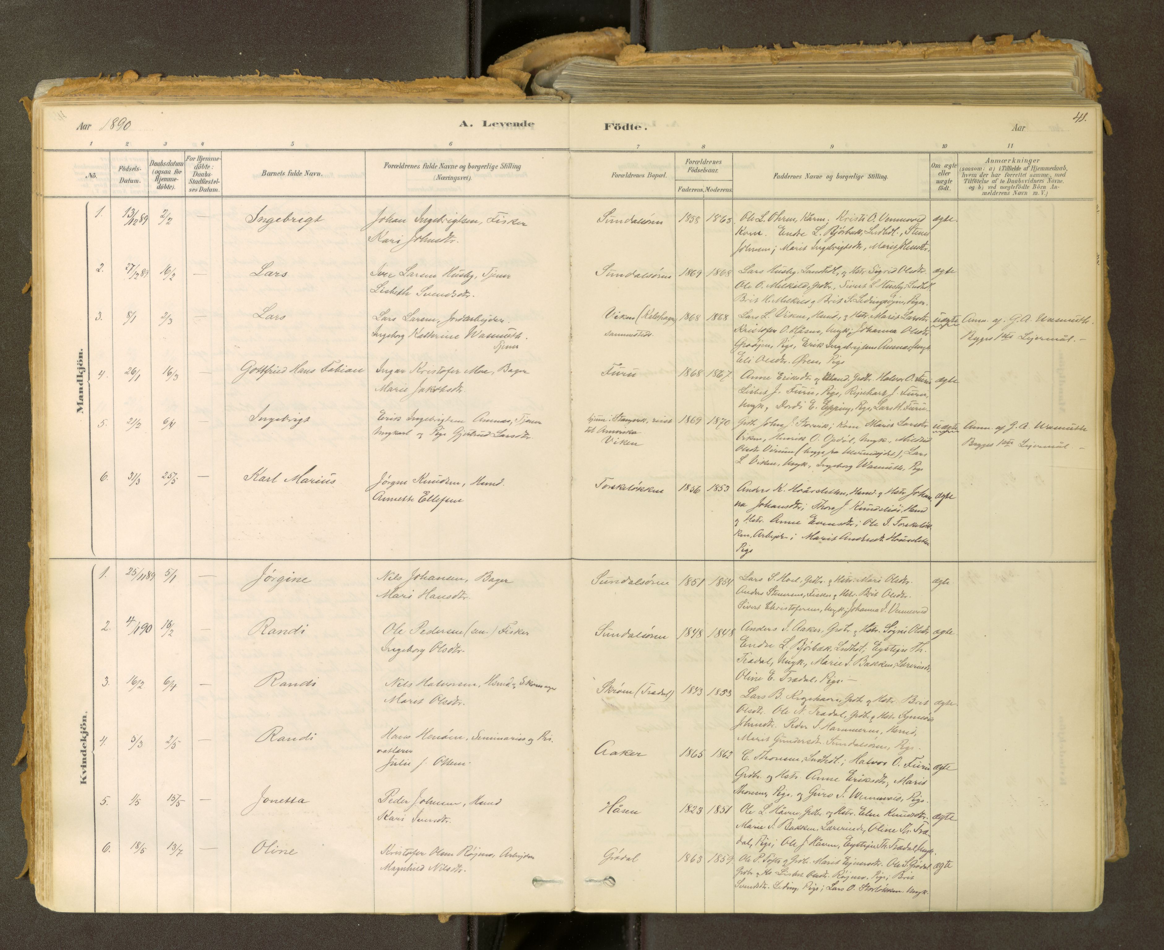 Sunndal sokneprestkontor, AV/SAT-A-1085/1/I/I1/I1a: Ministerialbok nr. 2, 1877-1914, s. 41