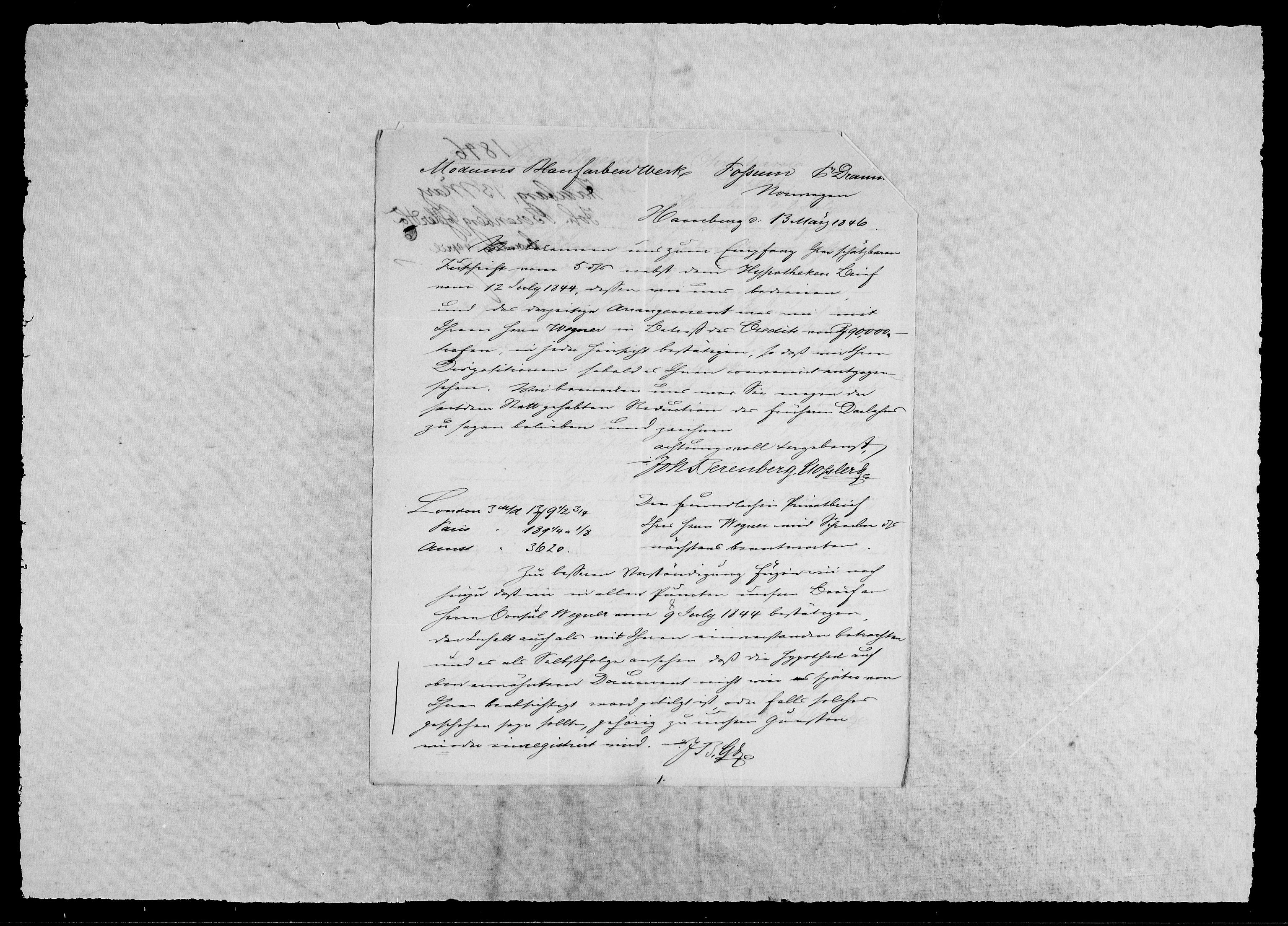 Modums Blaafarveværk, RA/PA-0157/G/Gb/L0131/0001: -- / Innkomne brev A - Ø, 1846-1847, s. 9