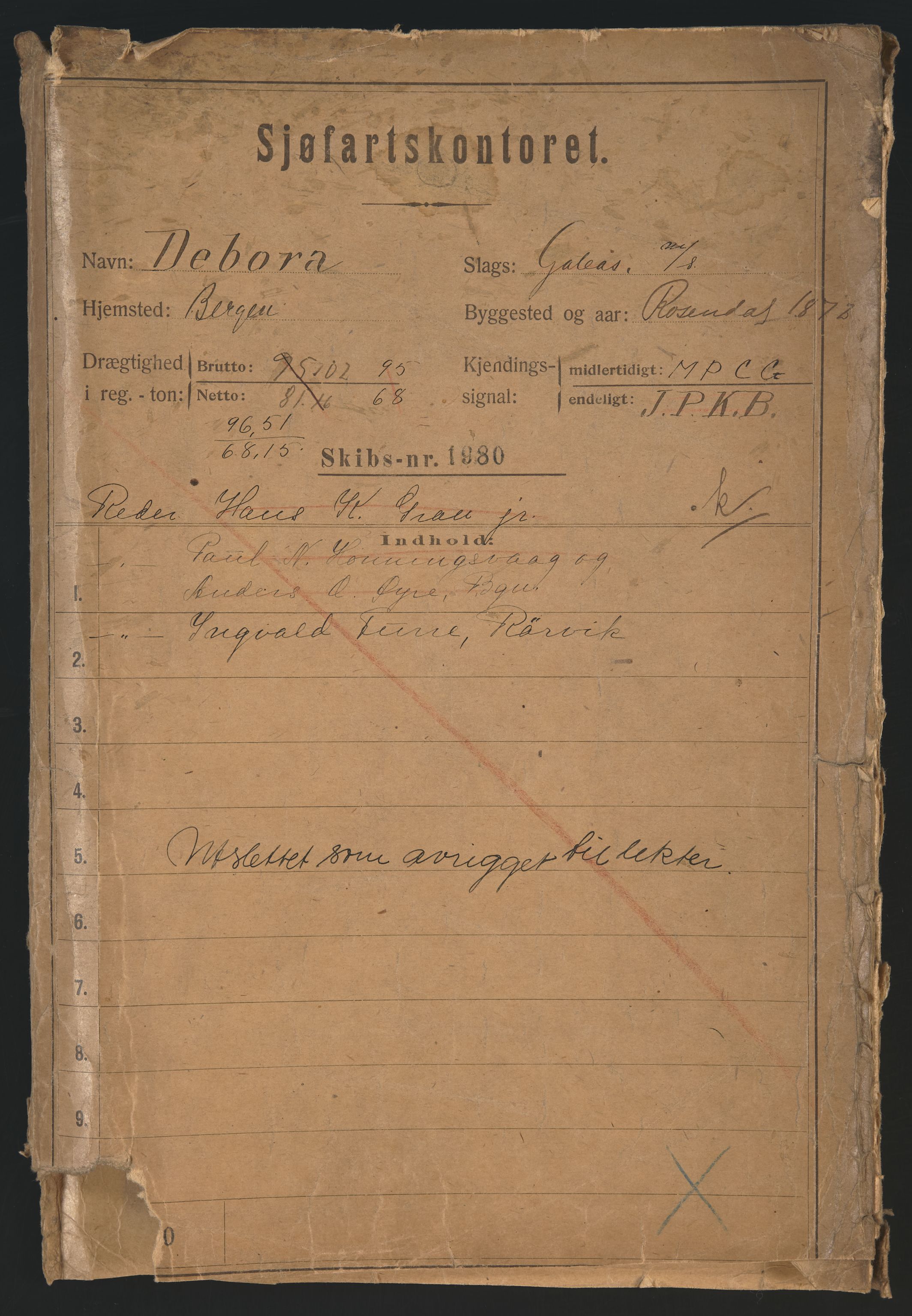 Sjøfartsdirektoratet med forløpere, skipsmapper slettede skip, AV/RA-S-4998/F/Fa/L0235: --, 1847-1930, s. 2