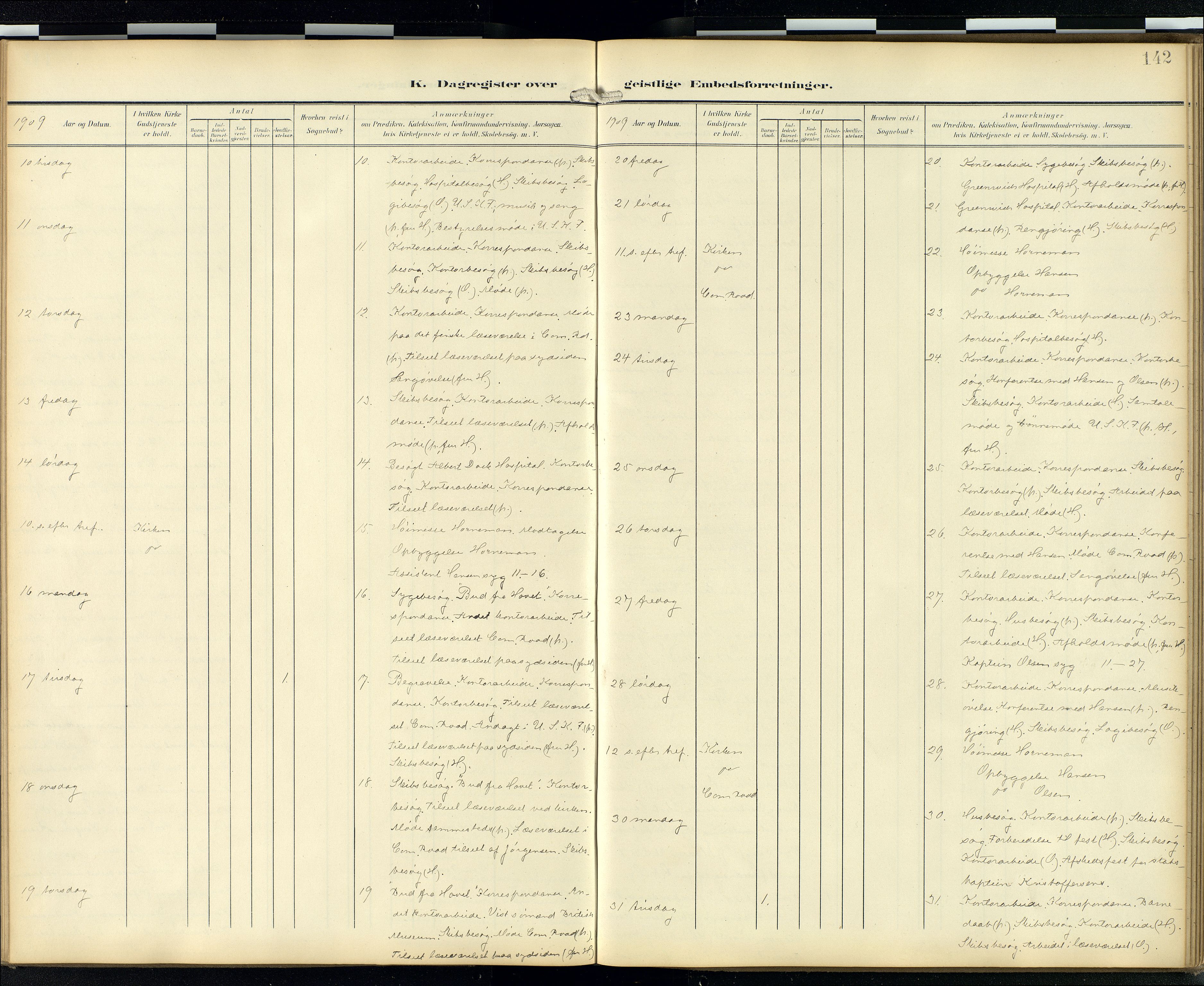 Den norske sjømannsmisjon i utlandet/London m/bistasjoner, AV/SAB-SAB/PA-0103/H/Ha/L0003: Ministerialbok nr. A 3, 1903-1934, s. 141b-142a