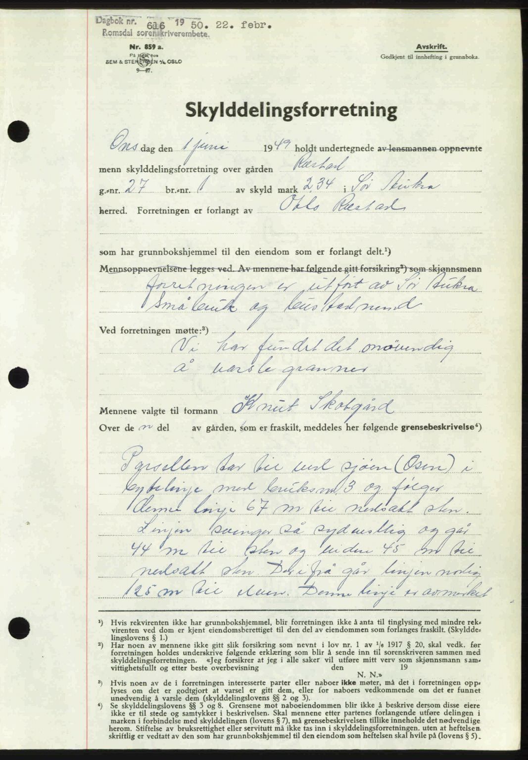 Romsdal sorenskriveri, SAT/A-4149/1/2/2C: Pantebok nr. A32, 1950-1950, Dagboknr: 616/1950