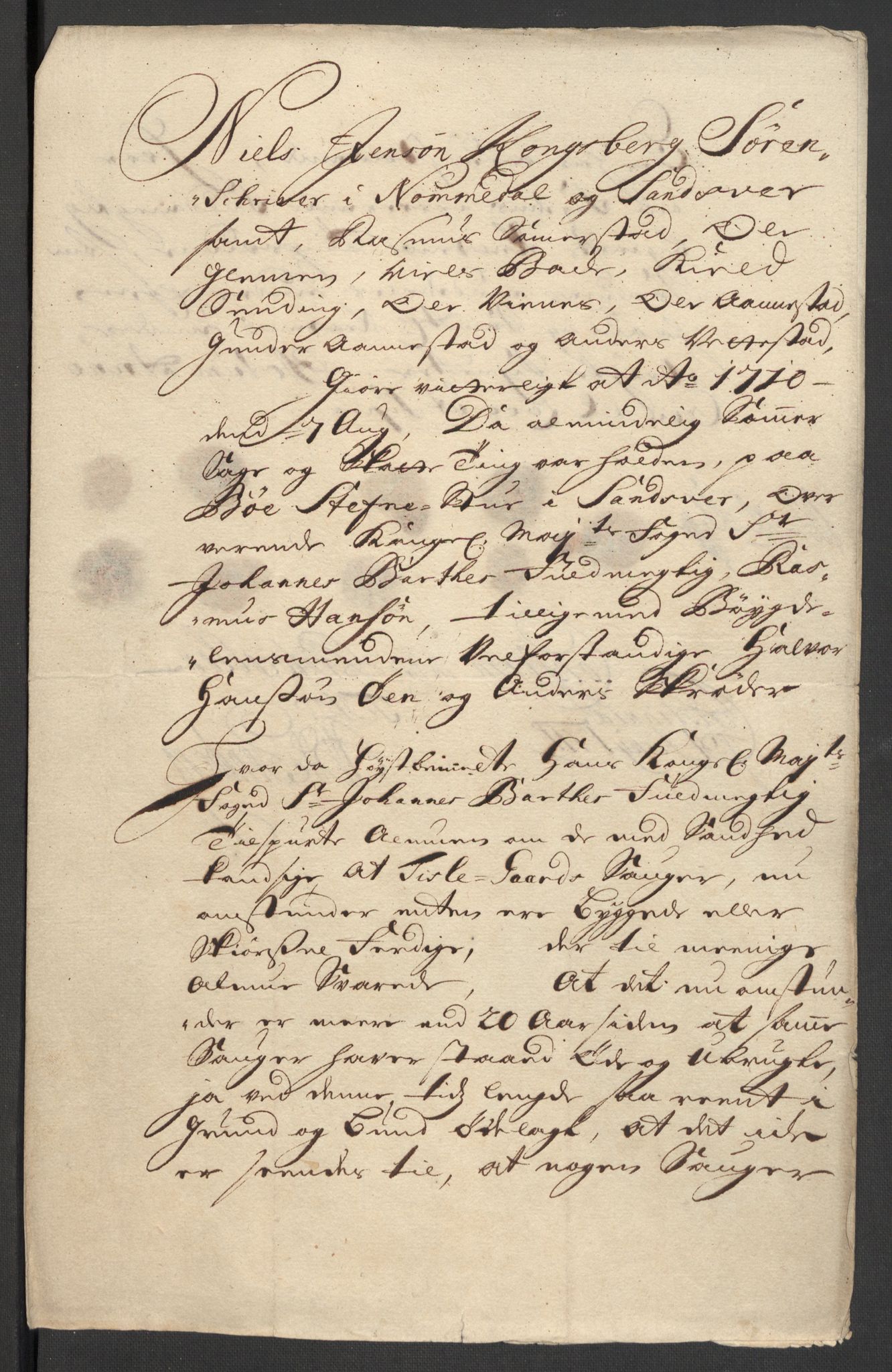 Rentekammeret inntil 1814, Reviderte regnskaper, Fogderegnskap, AV/RA-EA-4092/R24/L1585: Fogderegnskap Numedal og Sandsvær, 1709-1710, s. 198