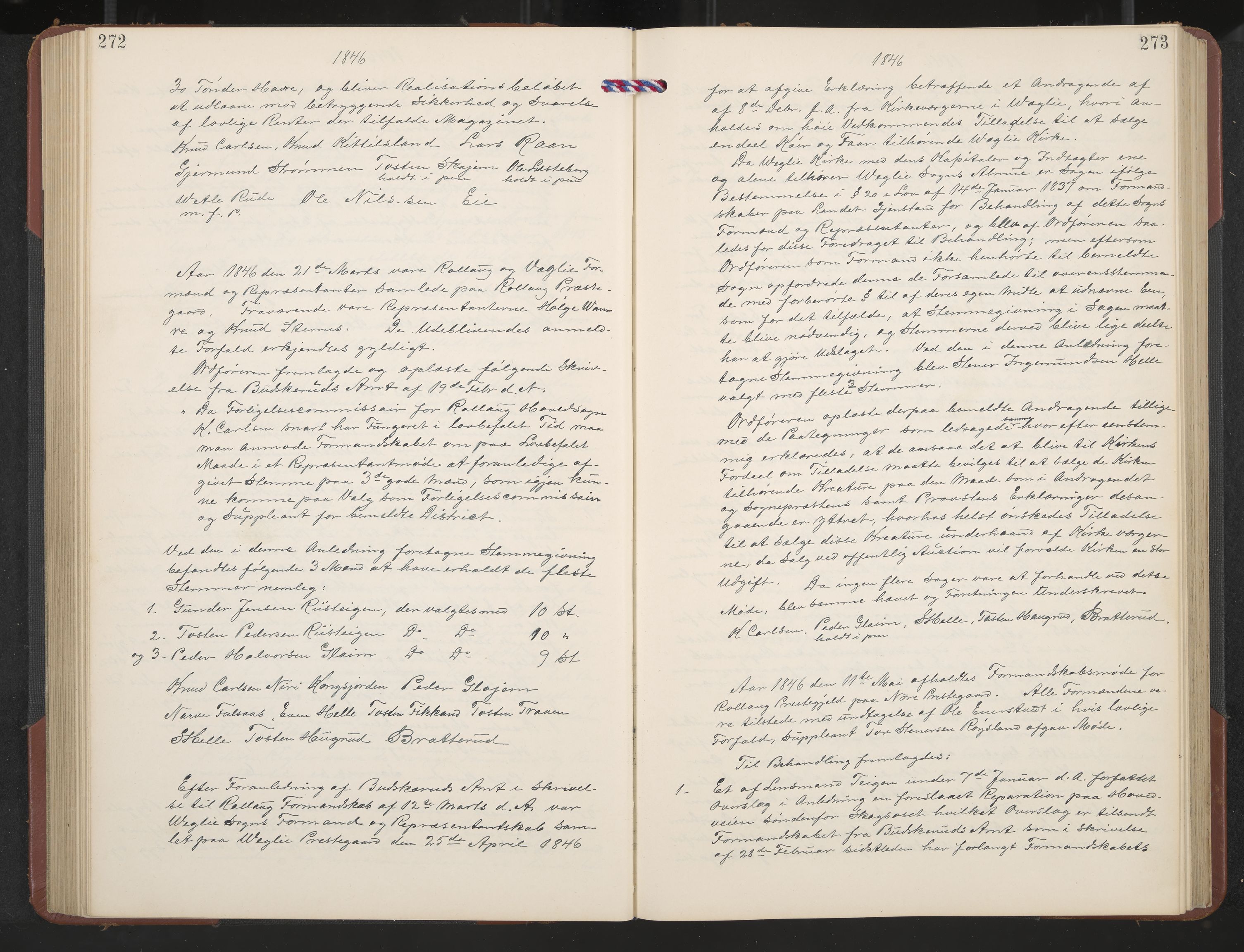 Rollag formannskap og sentraladministrasjon, IKAK/0632021-2/A/Aa/L0001: Møtebok med register, 1837-1859, s. 272-273