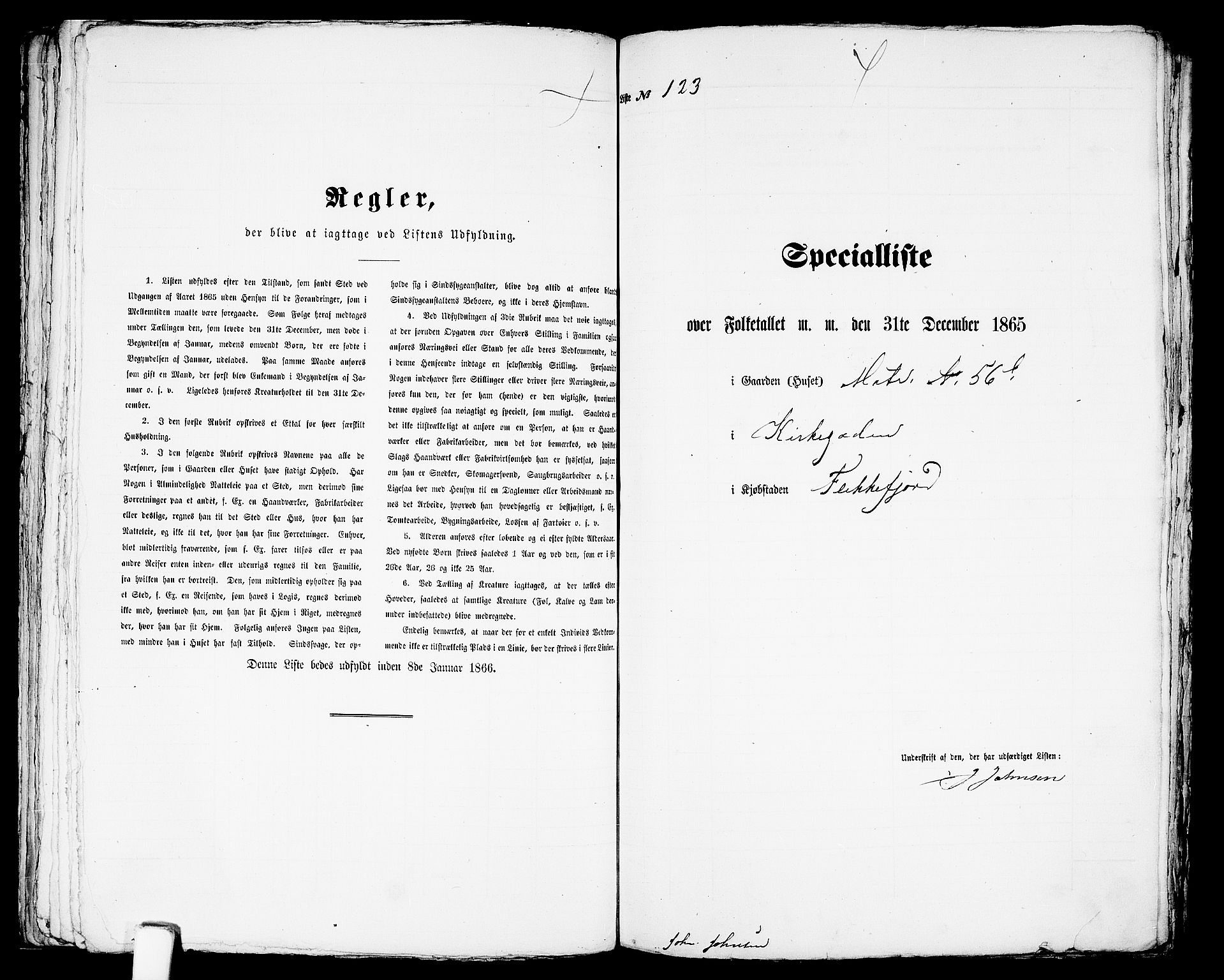 RA, Folketelling 1865 for 1004B Flekkefjord prestegjeld, Flekkefjord kjøpstad, 1865, s. 255