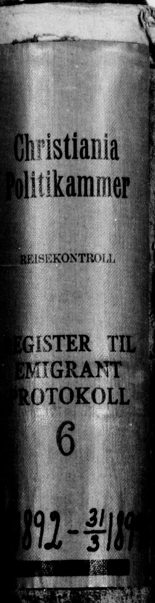 Oslo politidistrikt, SAO/A-10085/E/Ee/Eefa/L0006: Register til emigrantprotokollene, 1892-1899