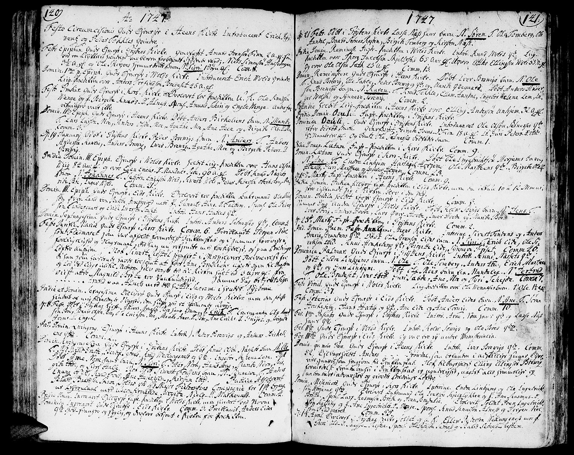 Ministerialprotokoller, klokkerbøker og fødselsregistre - Møre og Romsdal, AV/SAT-A-1454/544/L0568: Ministerialbok nr. 544A01, 1725-1763, s. 140-141