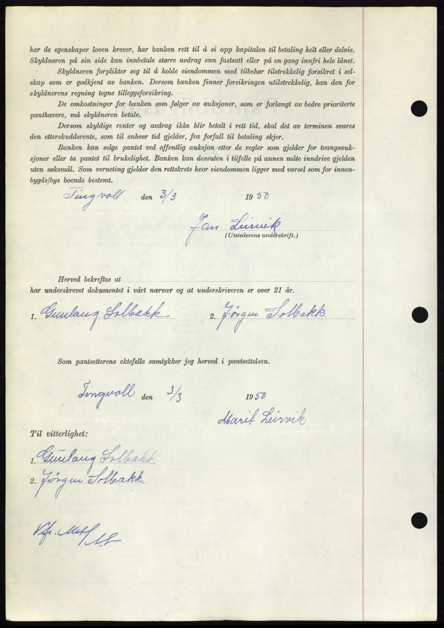 Nordmøre sorenskriveri, AV/SAT-A-4132/1/2/2Ca: Pantebok nr. B104, 1950-1950, Dagboknr: 1095/1950