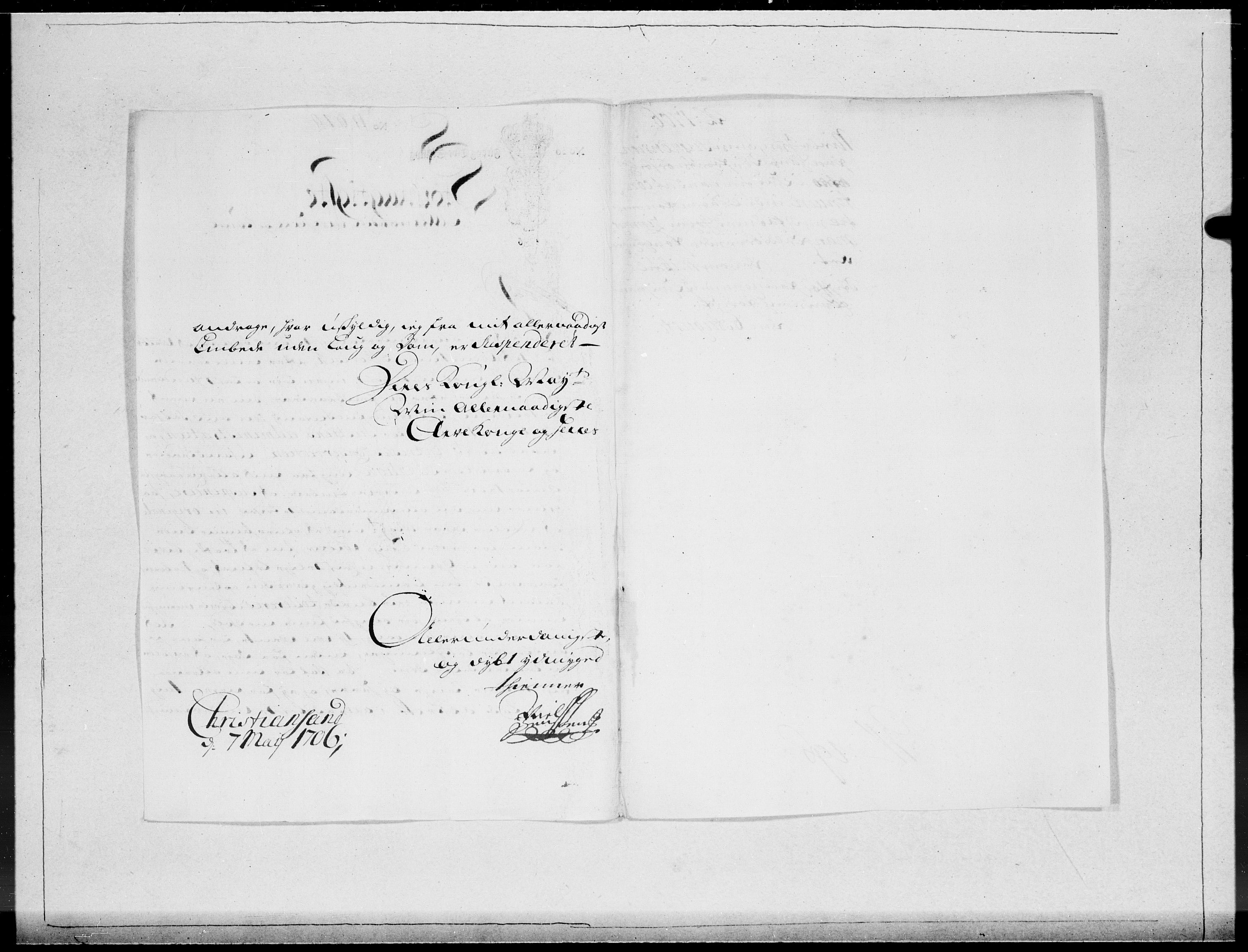 Danske Kanselli 1572-1799, AV/RA-EA-3023/F/Fc/Fcc/Fcca/L0060: Norske innlegg 1572-1799, Mgl. nov.-des., 1706, s. 384