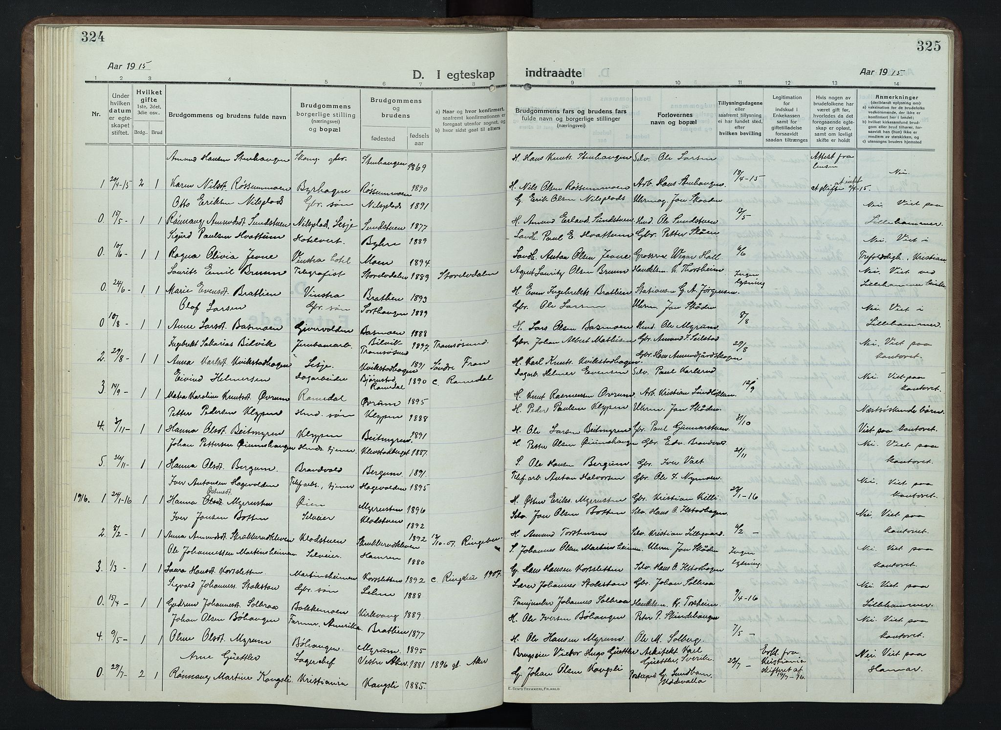 Nord-Fron prestekontor, SAH/PREST-080/H/Ha/Hab/L0007: Klokkerbok nr. 7, 1915-1946, s. 324-325