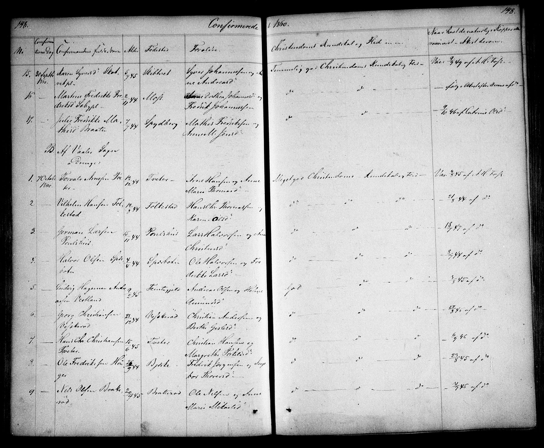 Våler prestekontor Kirkebøker, AV/SAO-A-11083/F/Fa/L0006: Ministerialbok nr. I 6, 1840-1861, s. 148