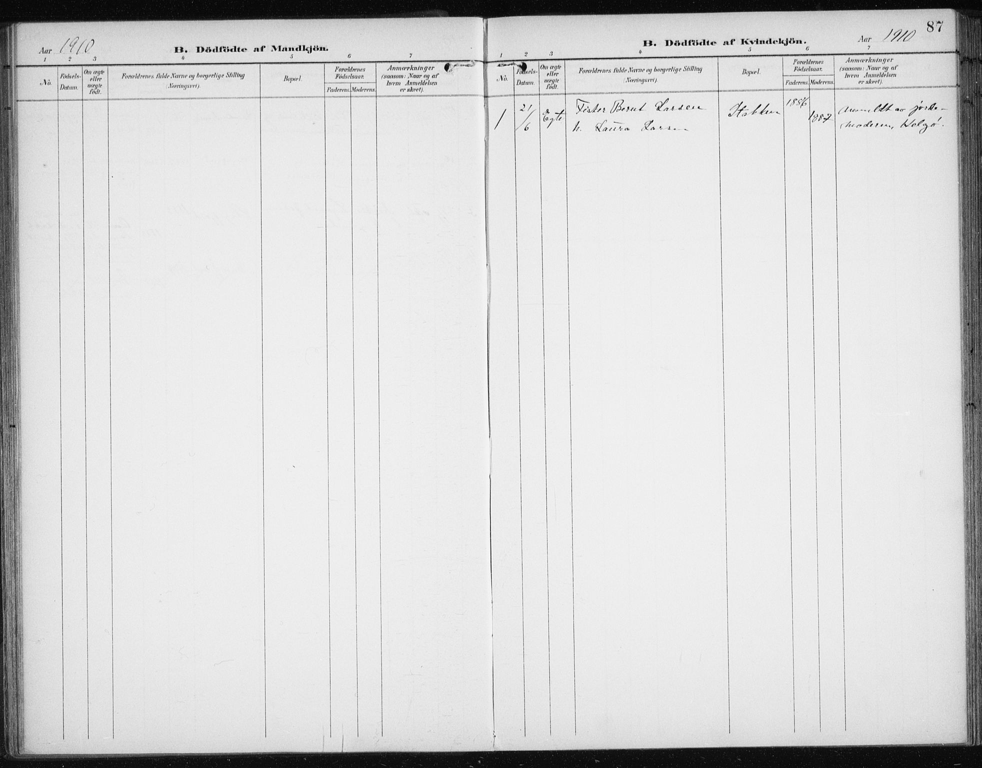 Karlsøy sokneprestembete, SATØ/S-1299/H/Ha/Haa/L0013kirke: Ministerialbok nr. 13, 1902-1916, s. 87