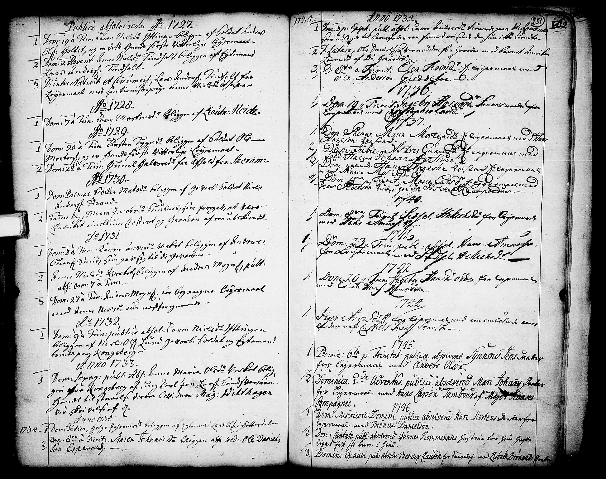 Holla kirkebøker, AV/SAKO-A-272/F/Fa/L0001: Ministerialbok nr. 1, 1717-1779, s. 251