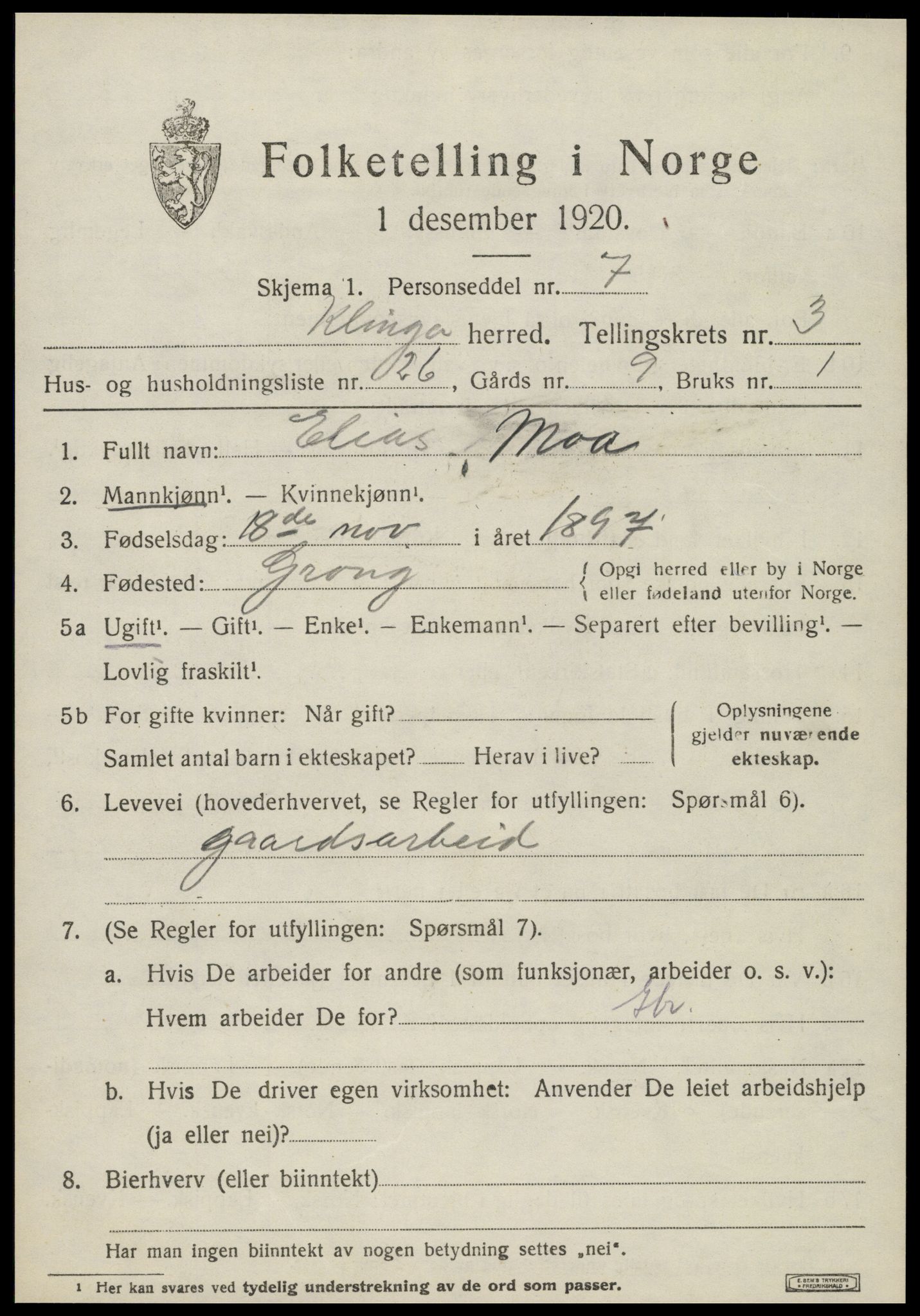 SAT, Folketelling 1920 for 1746 Klinga herred, 1920, s. 2385