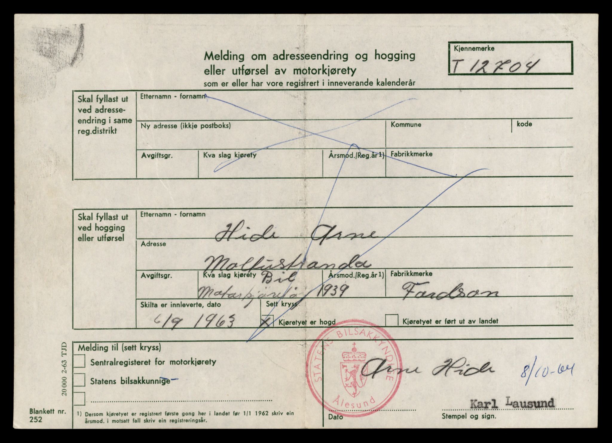 Møre og Romsdal vegkontor - Ålesund trafikkstasjon, AV/SAT-A-4099/F/Fe/L0035: Registreringskort for kjøretøy T 12653 - T 12829, 1927-1998, s. 970