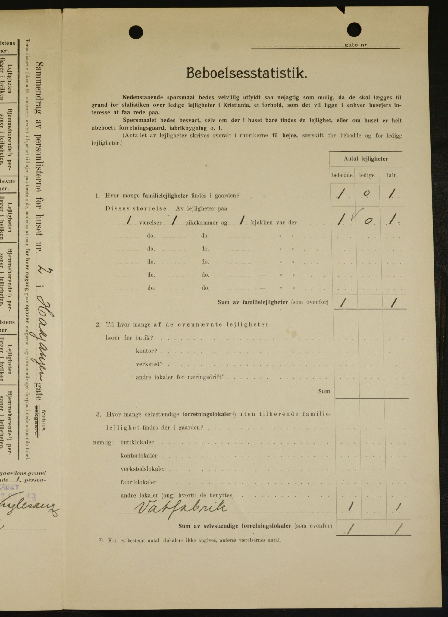OBA, Kommunal folketelling 1.2.1909 for Kristiania kjøpstad, 1909, s. 38790