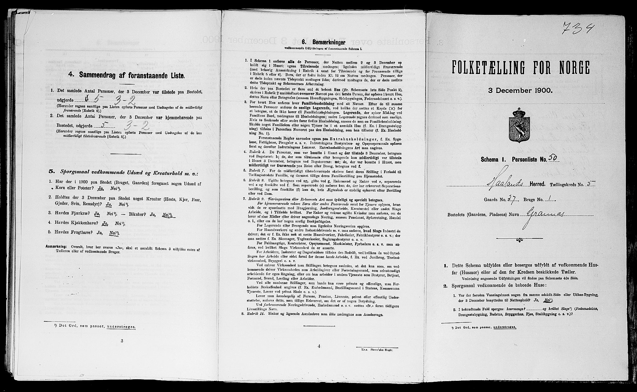 SAST, Folketelling 1900 for 1124 Haaland herred, 1900, s. 917