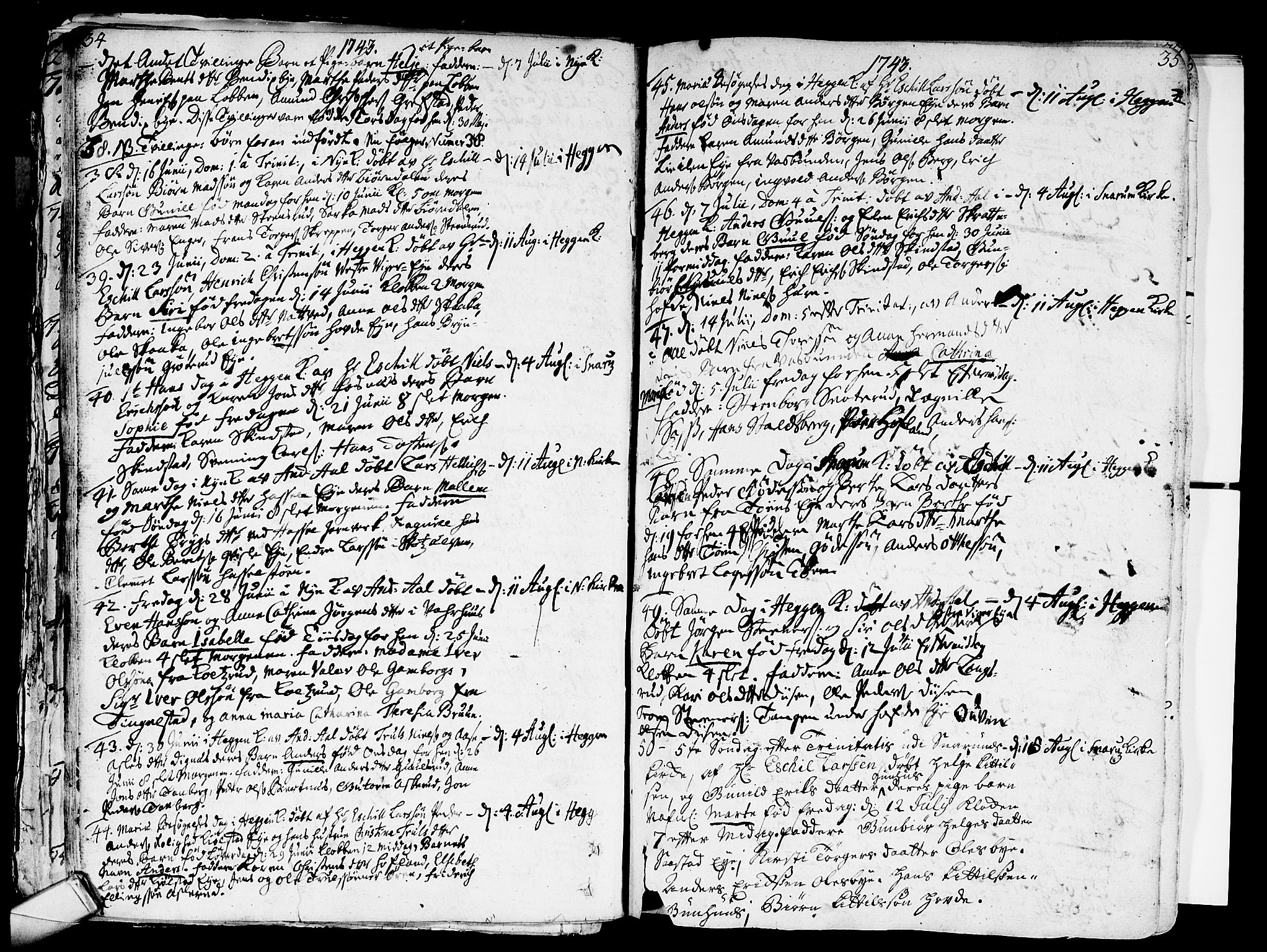Modum kirkebøker, AV/SAKO-A-234/F/Fa/L0002: Ministerialbok nr. 2, 1741-1782, s. 34-35
