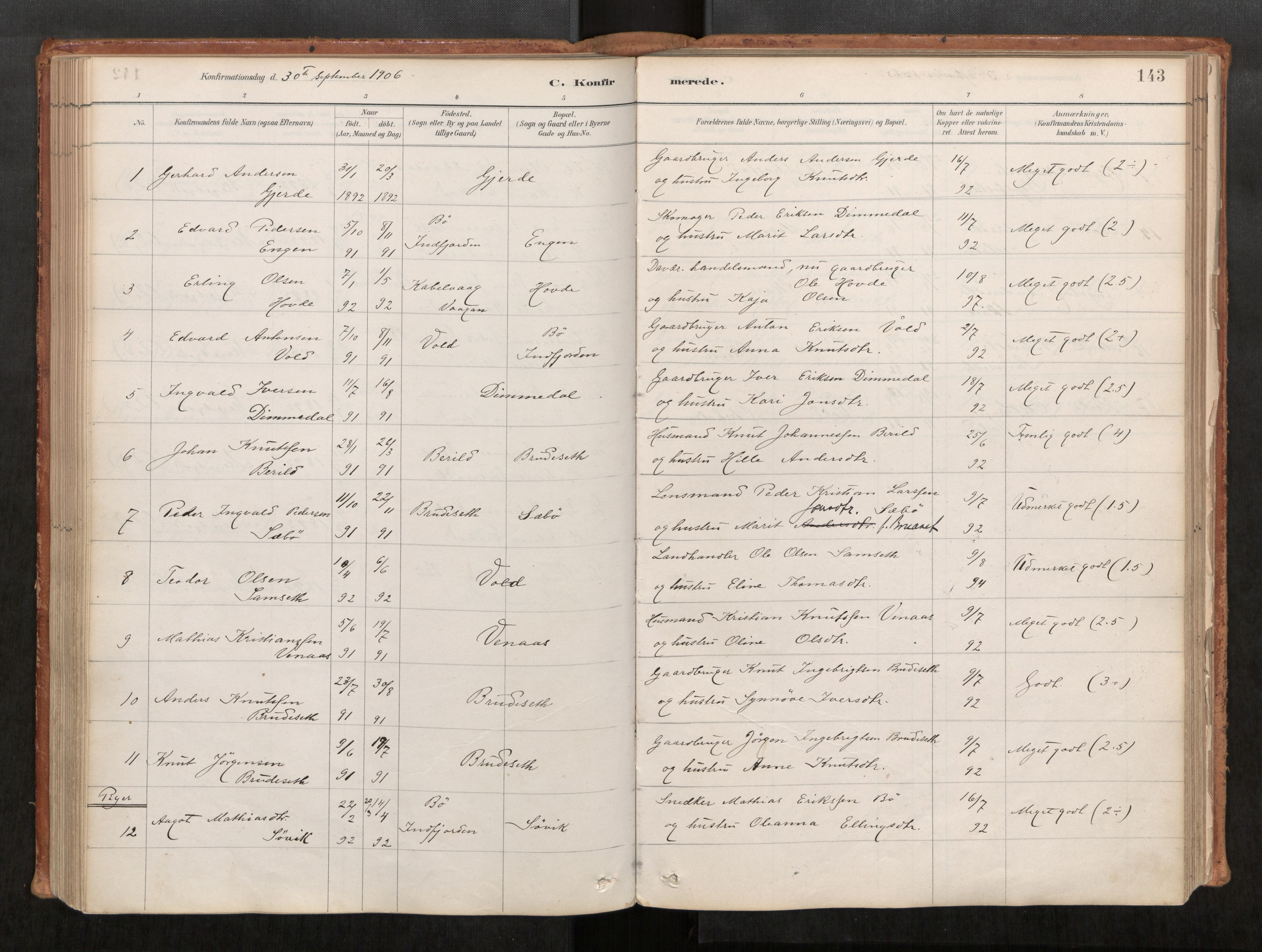 Ministerialprotokoller, klokkerbøker og fødselsregistre - Møre og Romsdal, AV/SAT-A-1454/543/L0568: Ministerialbok nr. 543A03, 1885-1915, s. 143