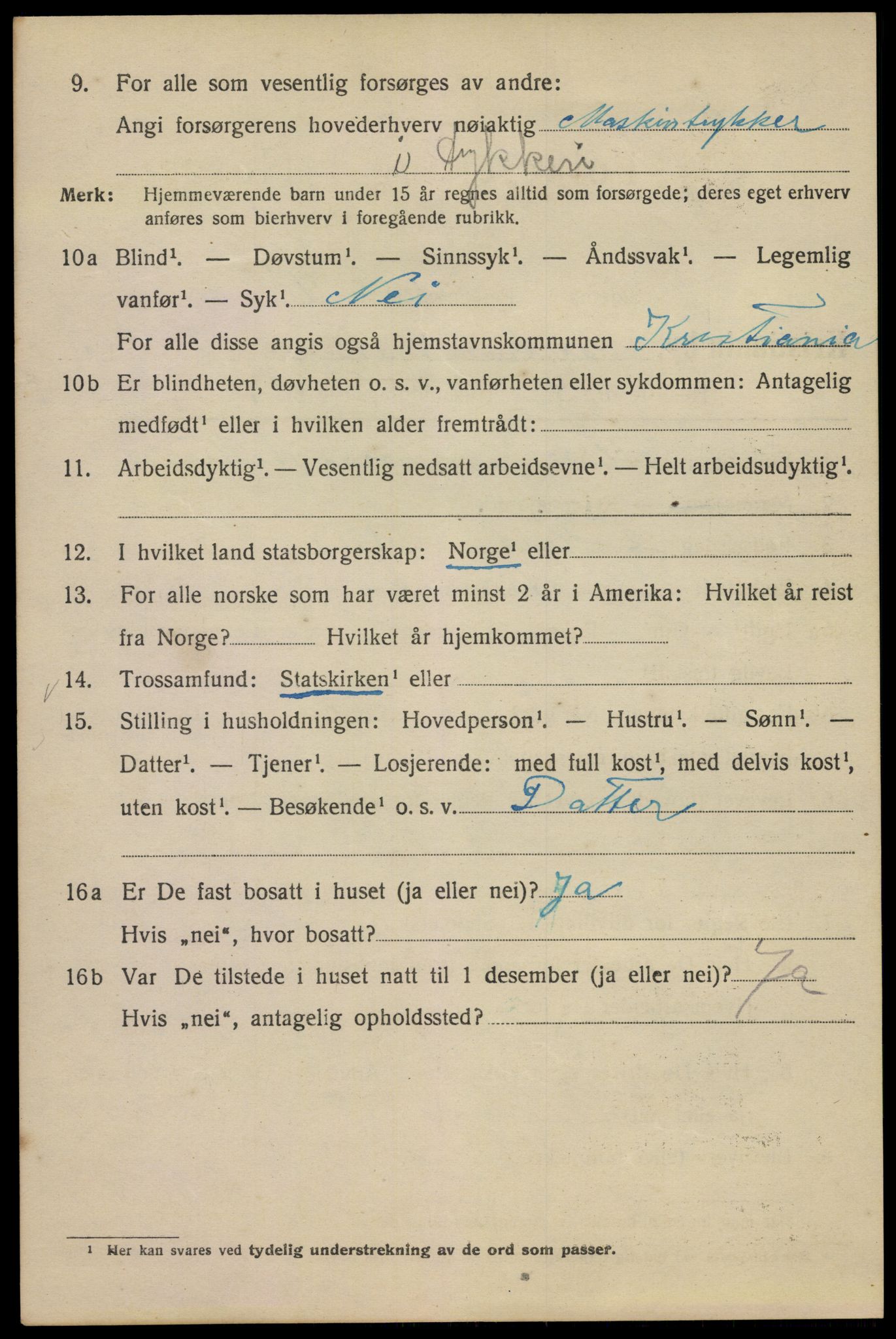 SAO, Folketelling 1920 for 0301 Kristiania kjøpstad, 1920, s. 392164