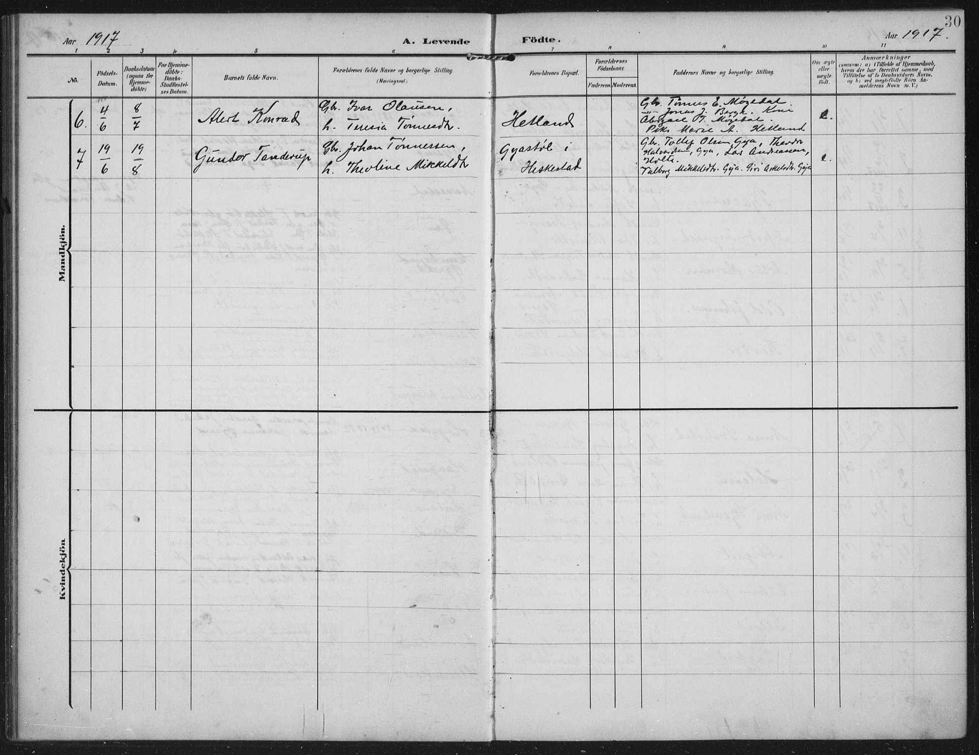 Helleland sokneprestkontor, AV/SAST-A-101810: Ministerialbok nr. A 12, 1906-1923, s. 30