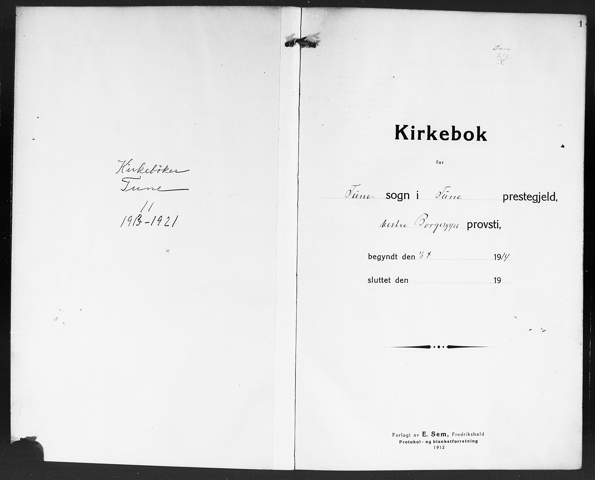 Tune prestekontor Kirkebøker, AV/SAO-A-2007/G/Ga/L0003: Klokkerbok nr. I 3, 1914-1919, s. 1