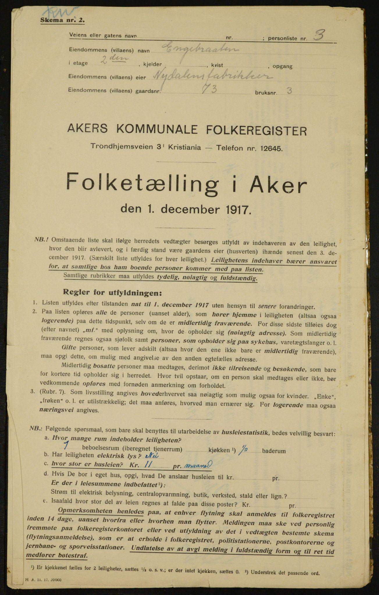 OBA, Kommunal folketelling 1.12.1917 for Aker, 1917, s. 13474