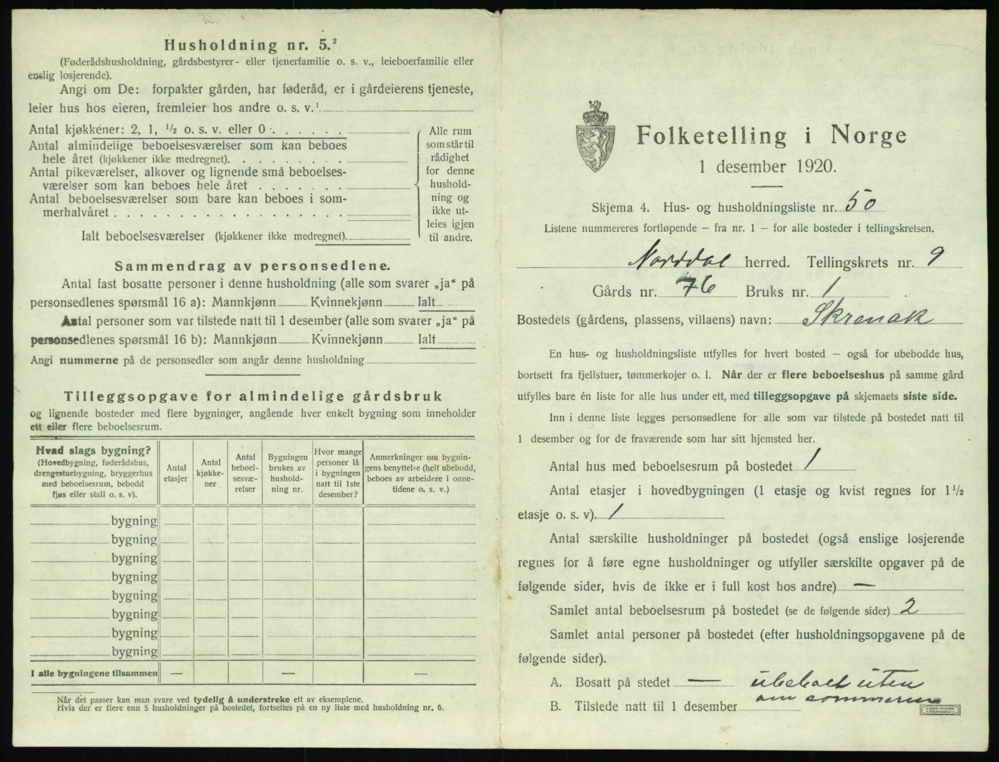 SAT, Folketelling 1920 for 1524 Norddal herred, 1920, s. 809