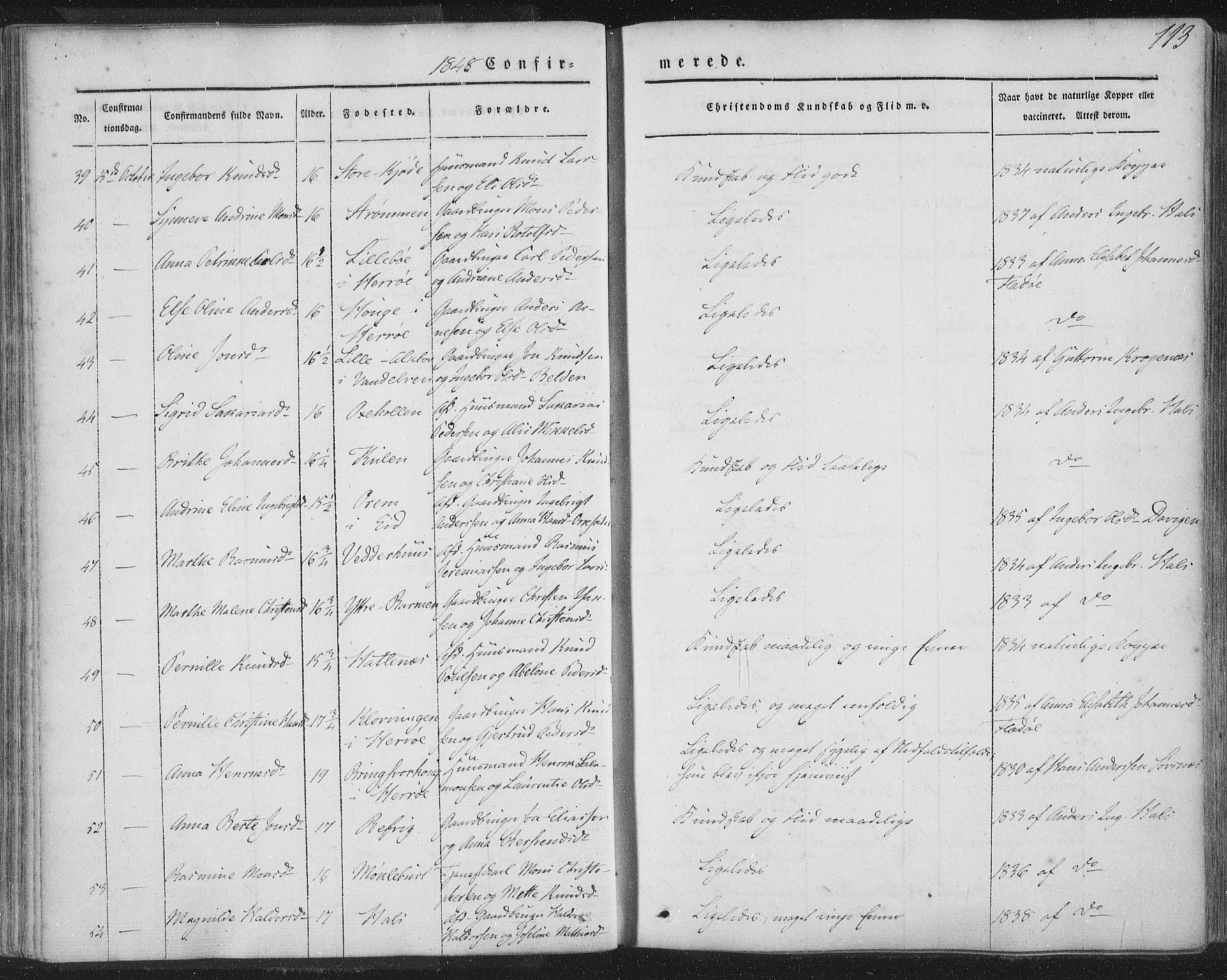 Selje sokneprestembete, AV/SAB-A-99938/H/Ha/Haa/Haaa: Ministerialbok nr. A 10, 1844-1858, s. 113