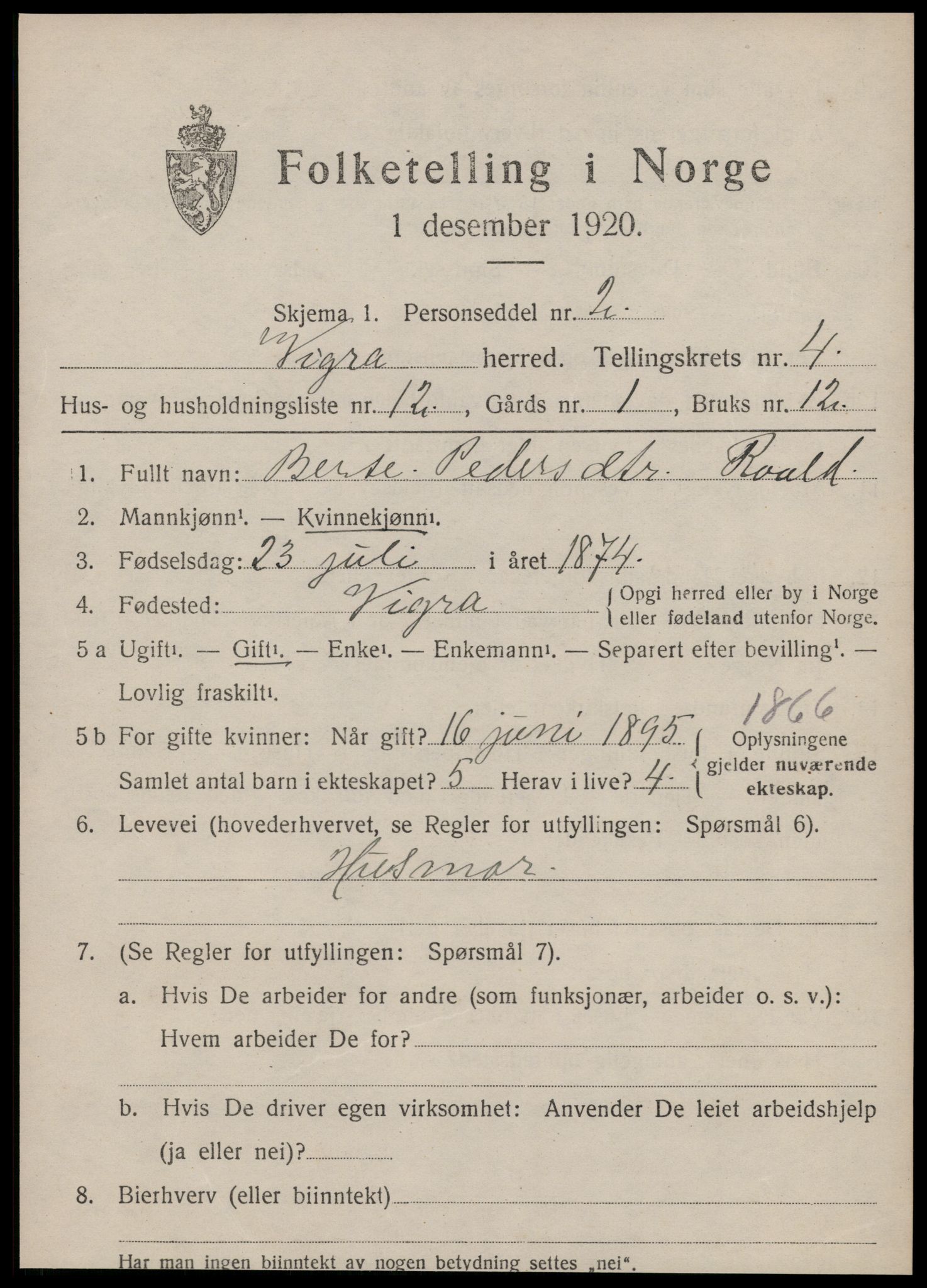 SAT, Folketelling 1920 for 1533 Vigra herred, 1920, s. 1984