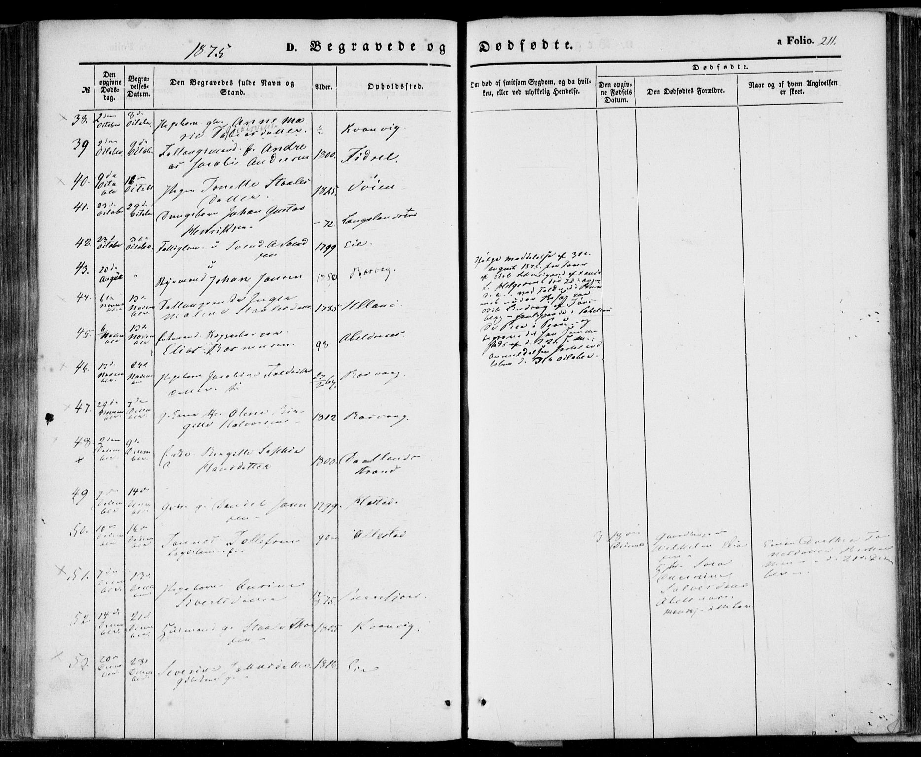 Flekkefjord sokneprestkontor, AV/SAK-1111-0012/F/Fa/Fab/L0004: Ministerialbok nr. A 4, 1850-1875, s. 211