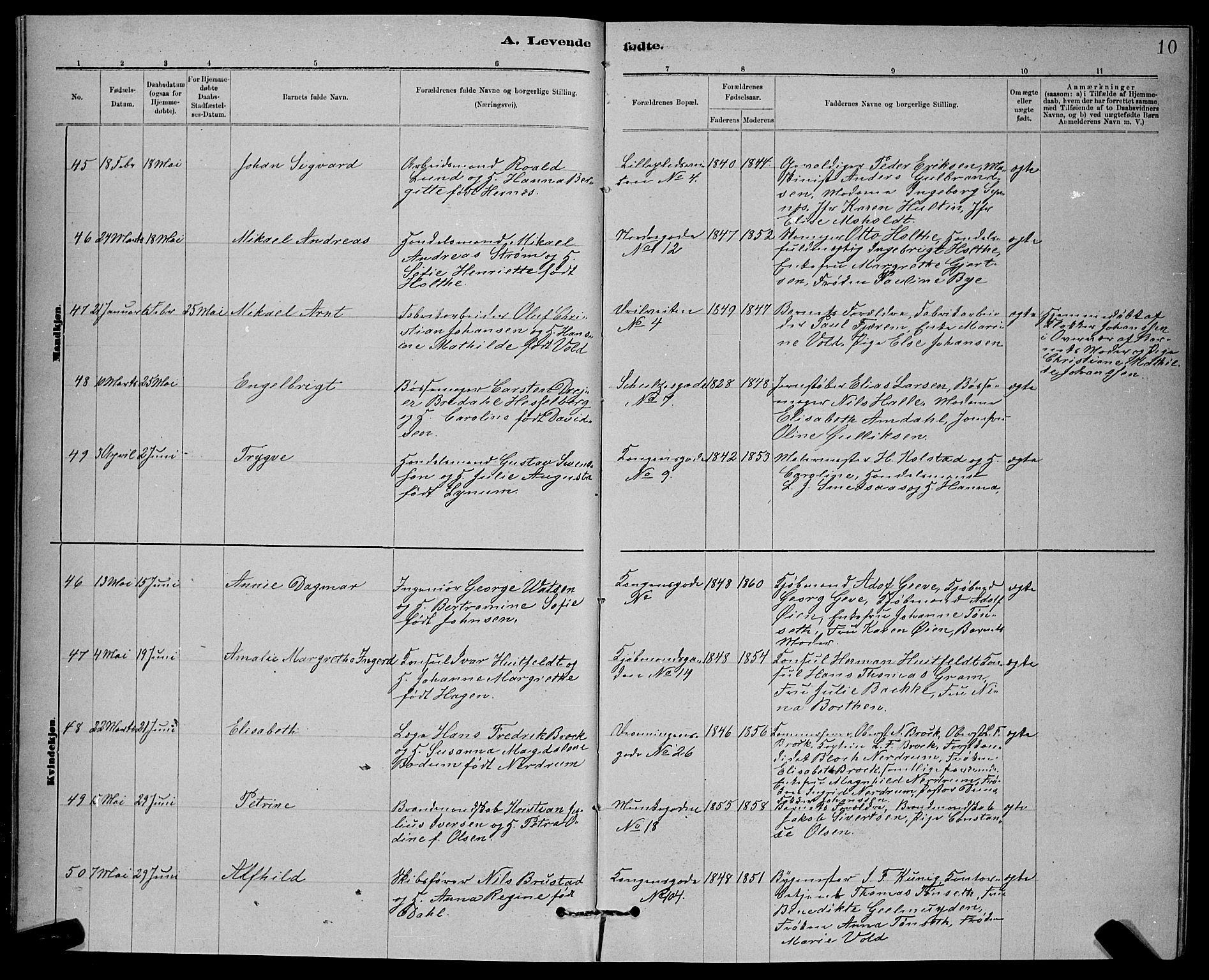 Ministerialprotokoller, klokkerbøker og fødselsregistre - Sør-Trøndelag, SAT/A-1456/601/L0092: Klokkerbok nr. 601C10, 1884-1897, s. 10