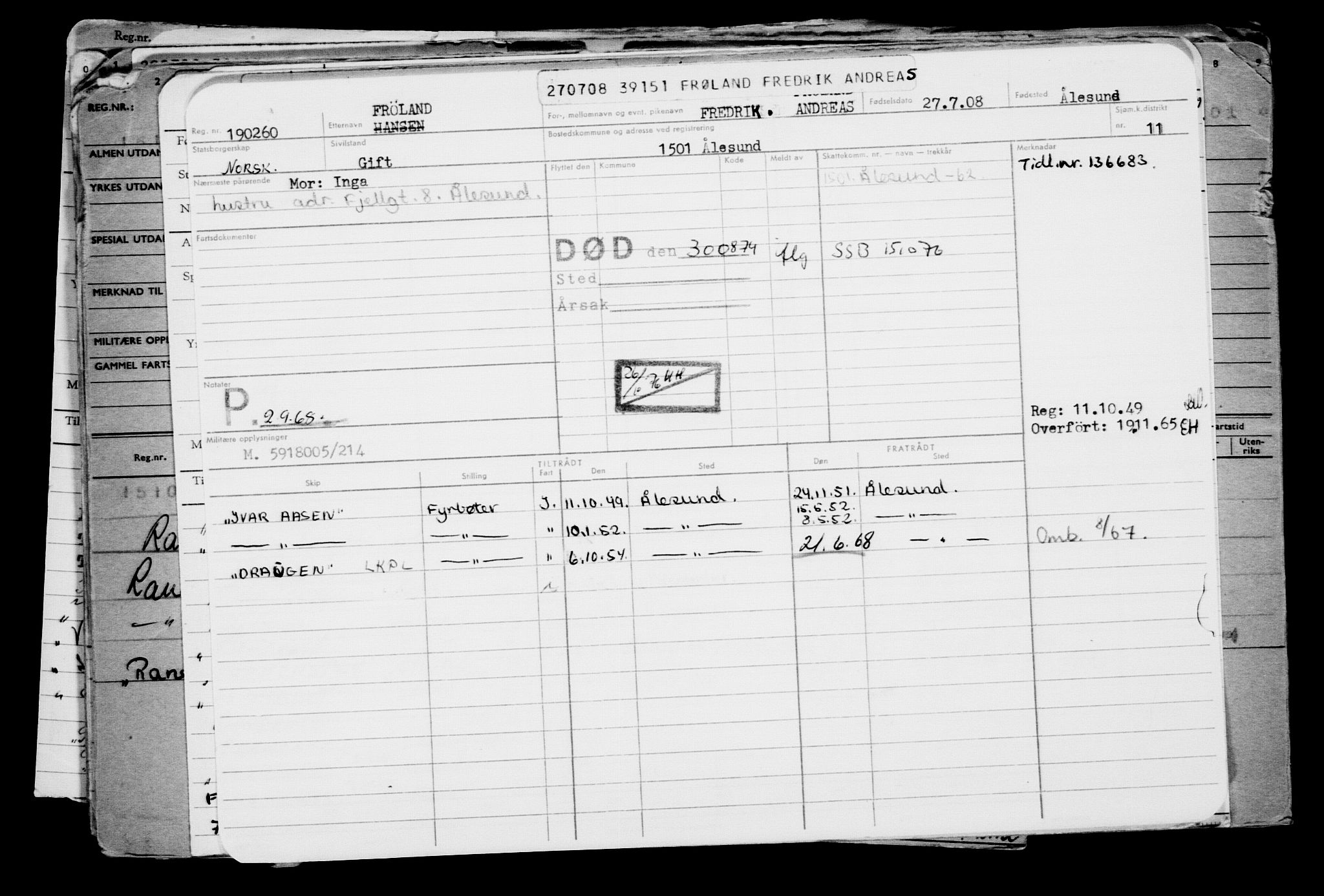 Direktoratet for sjømenn, AV/RA-S-3545/G/Gb/L0078: Hovedkort, 1908, s. 394