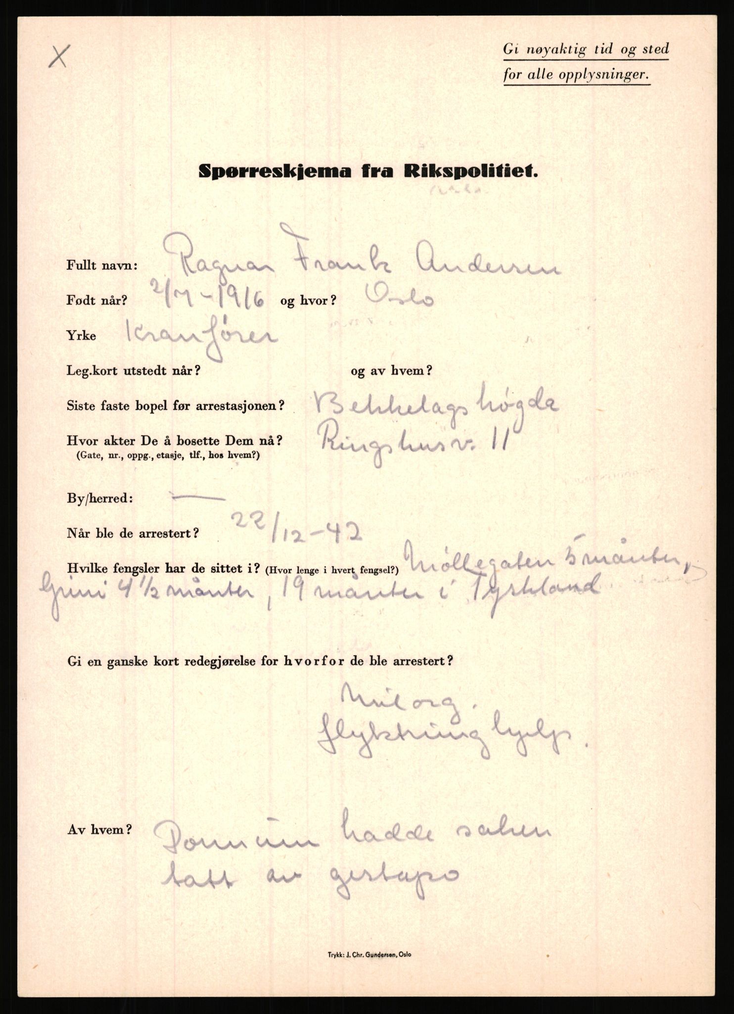 Rikspolitisjefen, AV/RA-S-1560/L/L0001: Abelseth, Rudolf - Berentsen, Odd, 1940-1945, s. 543