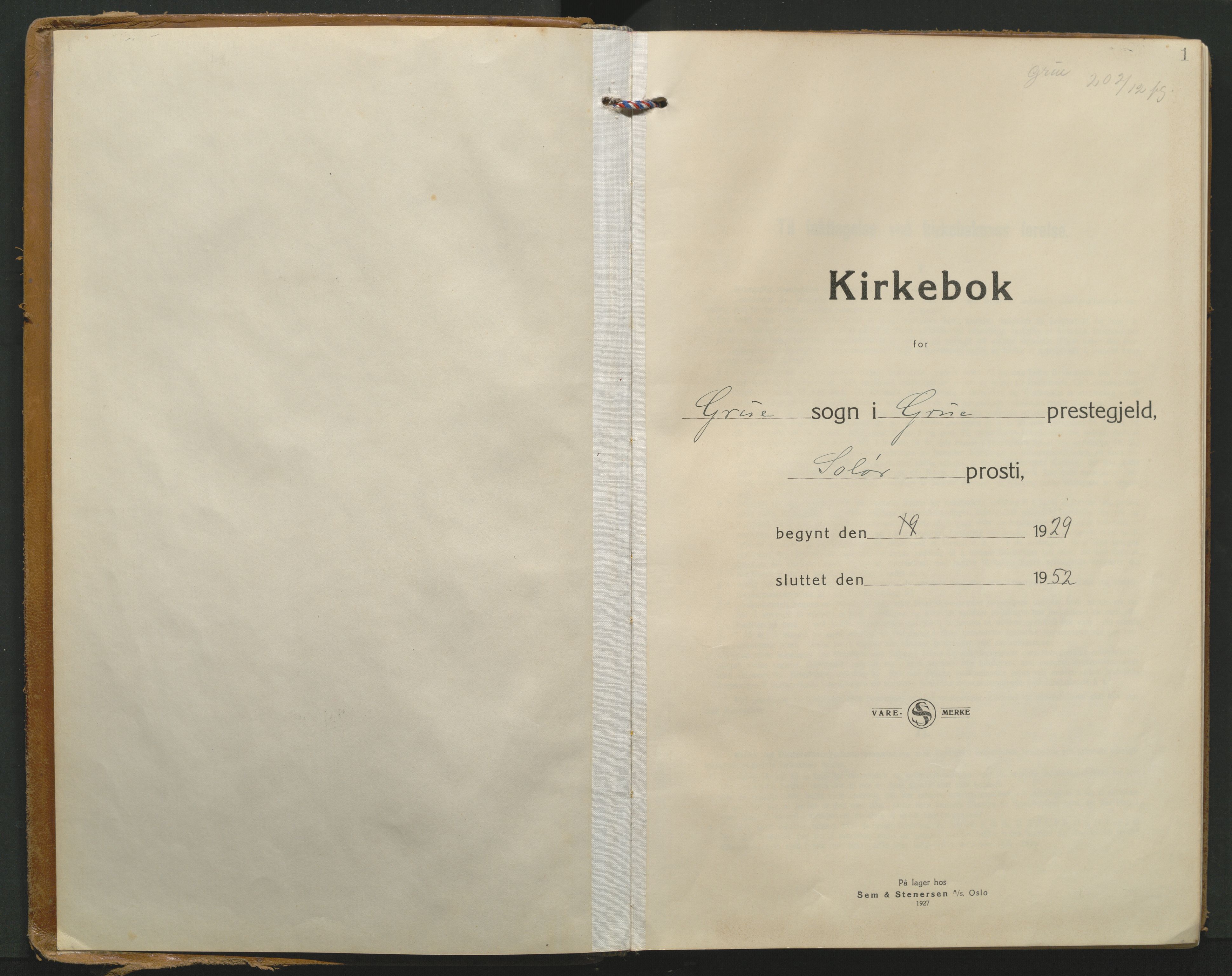 Grue prestekontor, AV/SAH-PREST-036/H/Ha/Haa/L0019: Ministerialbok nr. 19, 1929-1951, s. 1