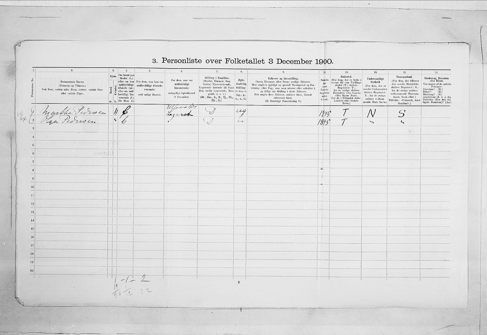 SAO, Folketelling 1900 for 0301 Kristiania kjøpstad, 1900, s. 112707