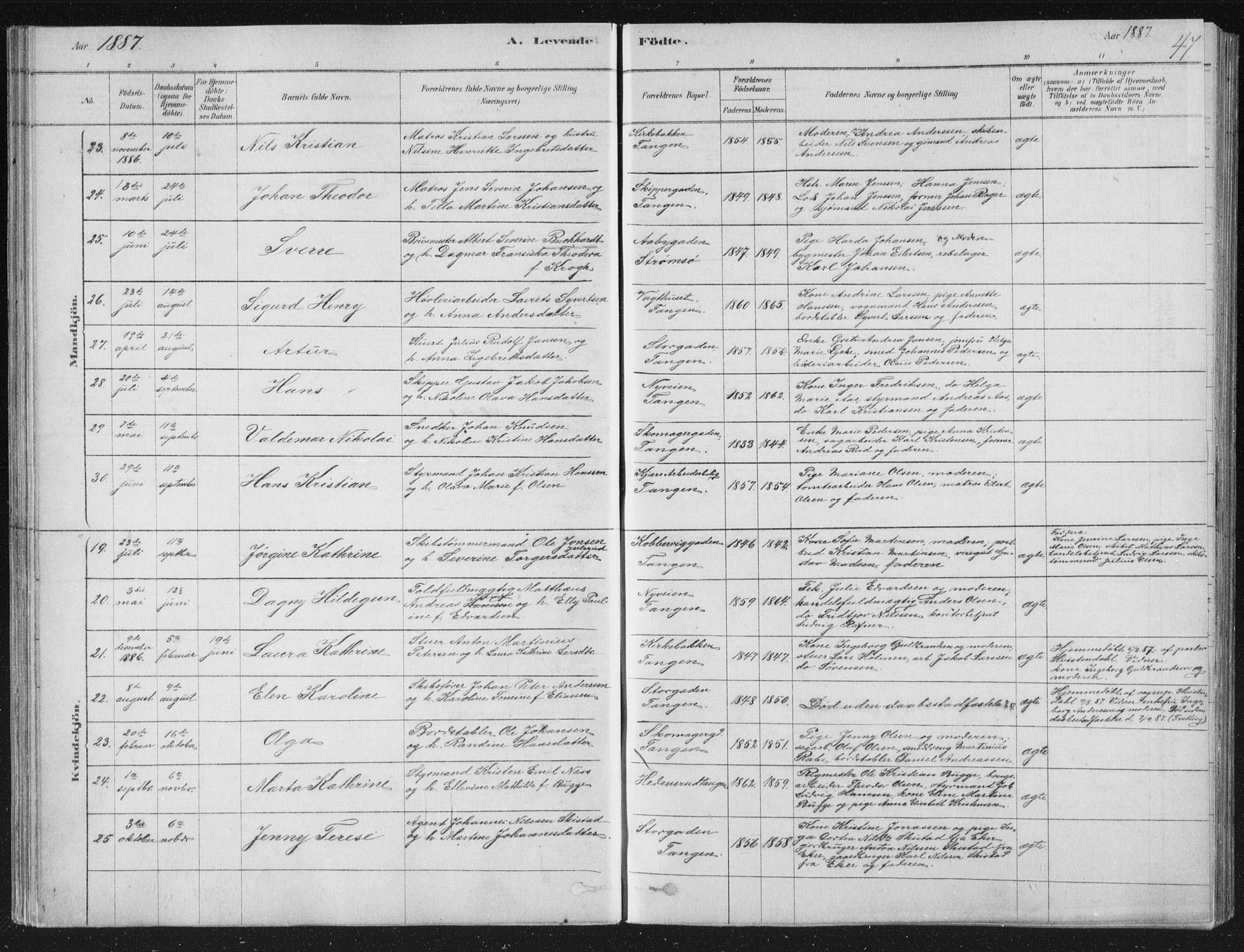 Strømsø kirkebøker, AV/SAKO-A-246/F/Fb/L0005: Ministerialbok nr. II 5, 1877-1902, s. 47