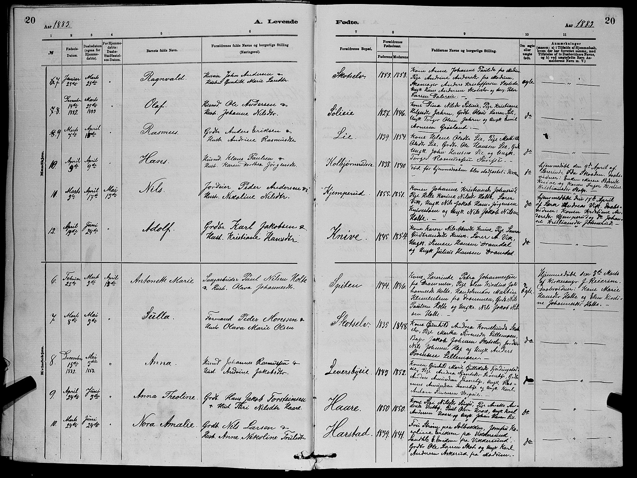 Eiker kirkebøker, AV/SAKO-A-4/G/Gb/L0003: Klokkerbok nr. II 3, 1880-1893, s. 20