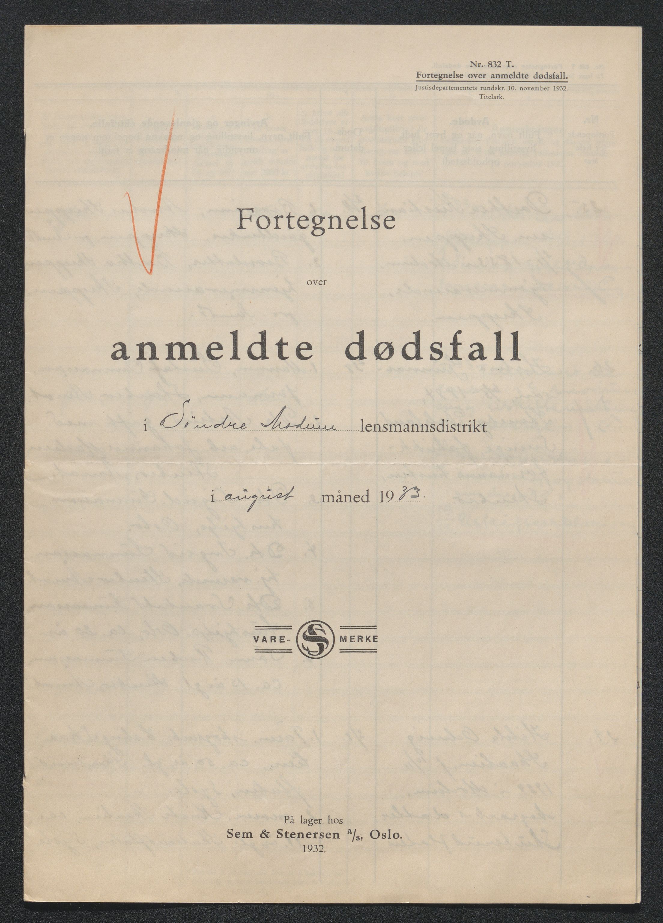 Eiker, Modum og Sigdal sorenskriveri, AV/SAKO-A-123/H/Ha/Hab/L0048: Dødsfallsmeldinger, 1933, s. 587