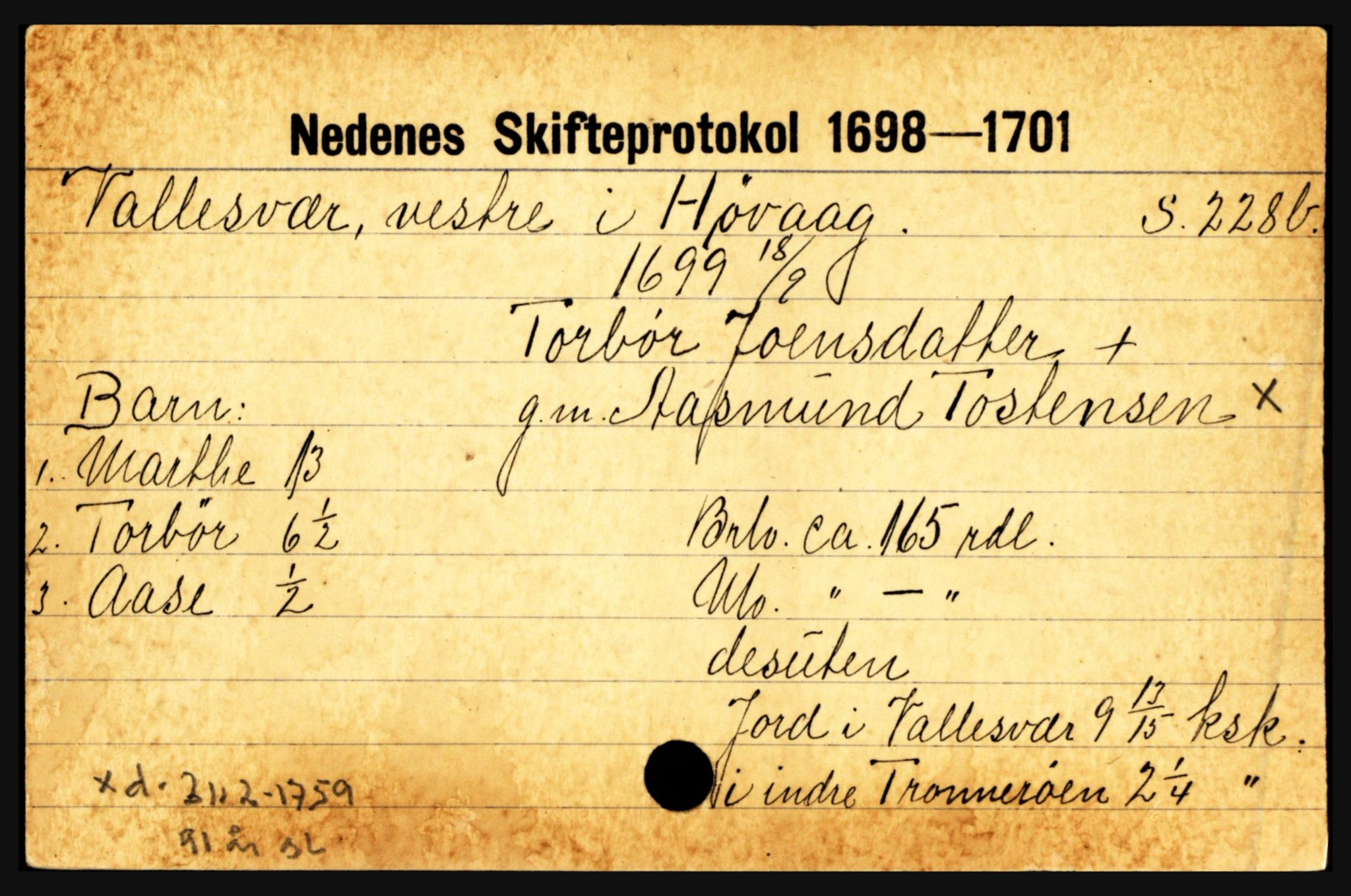 Nedenes sorenskriveri før 1824, AV/SAK-1221-0007/H, s. 32457