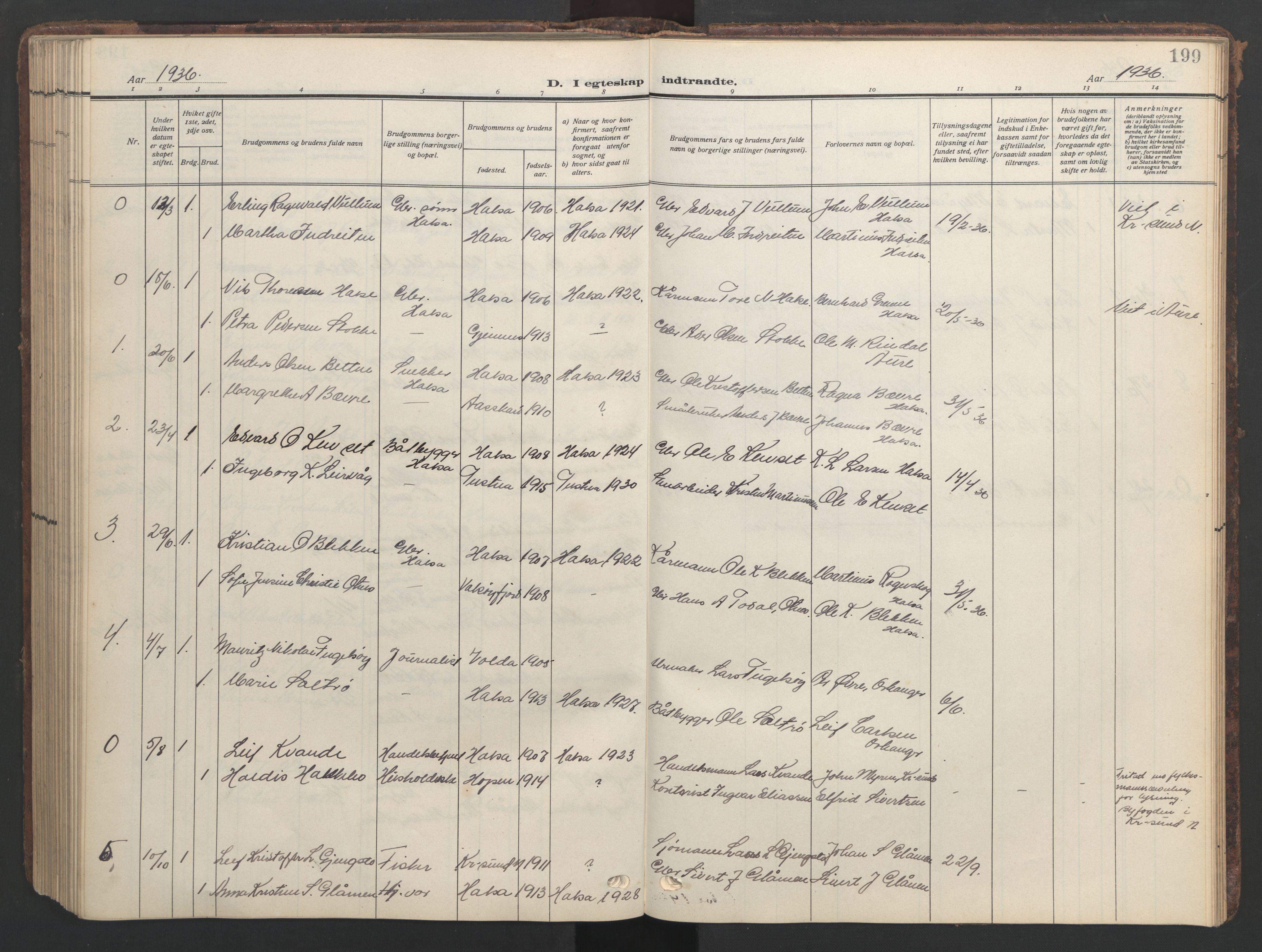 Ministerialprotokoller, klokkerbøker og fødselsregistre - Møre og Romsdal, SAT/A-1454/576/L0891: Klokkerbok nr. 576C02, 1909-1946, s. 199