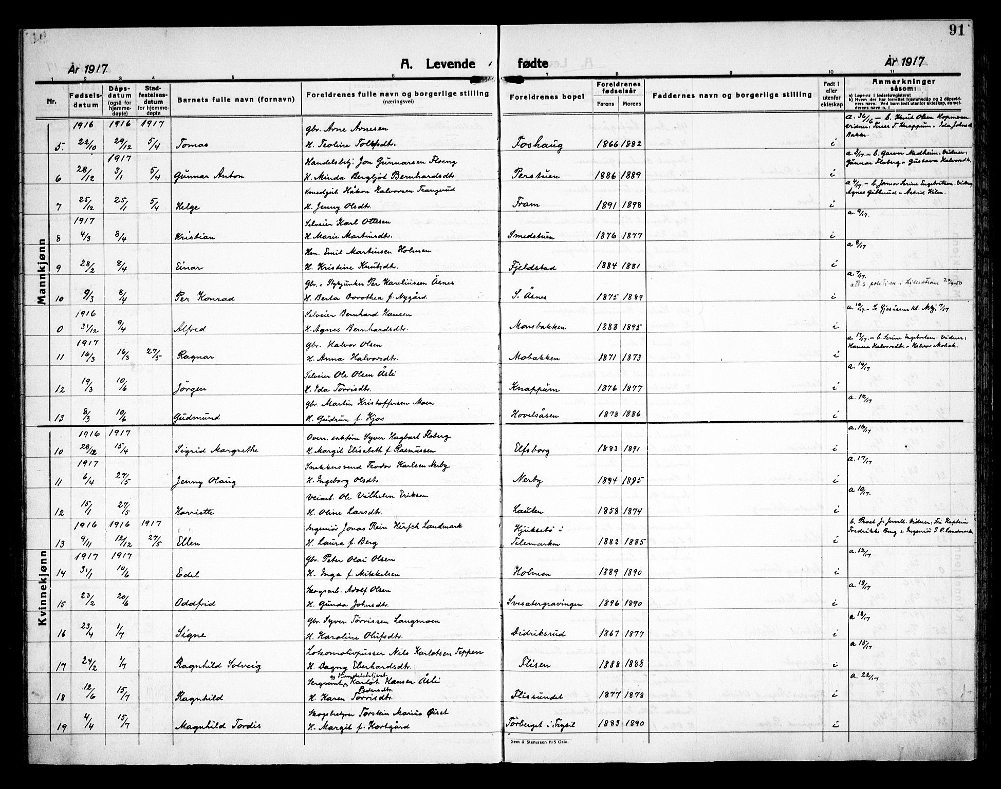 Åsnes prestekontor, AV/SAH-PREST-042/H/Ha/Haa/L0000C: Ministerialbok nr. 0A, 1890-1929, s. 91