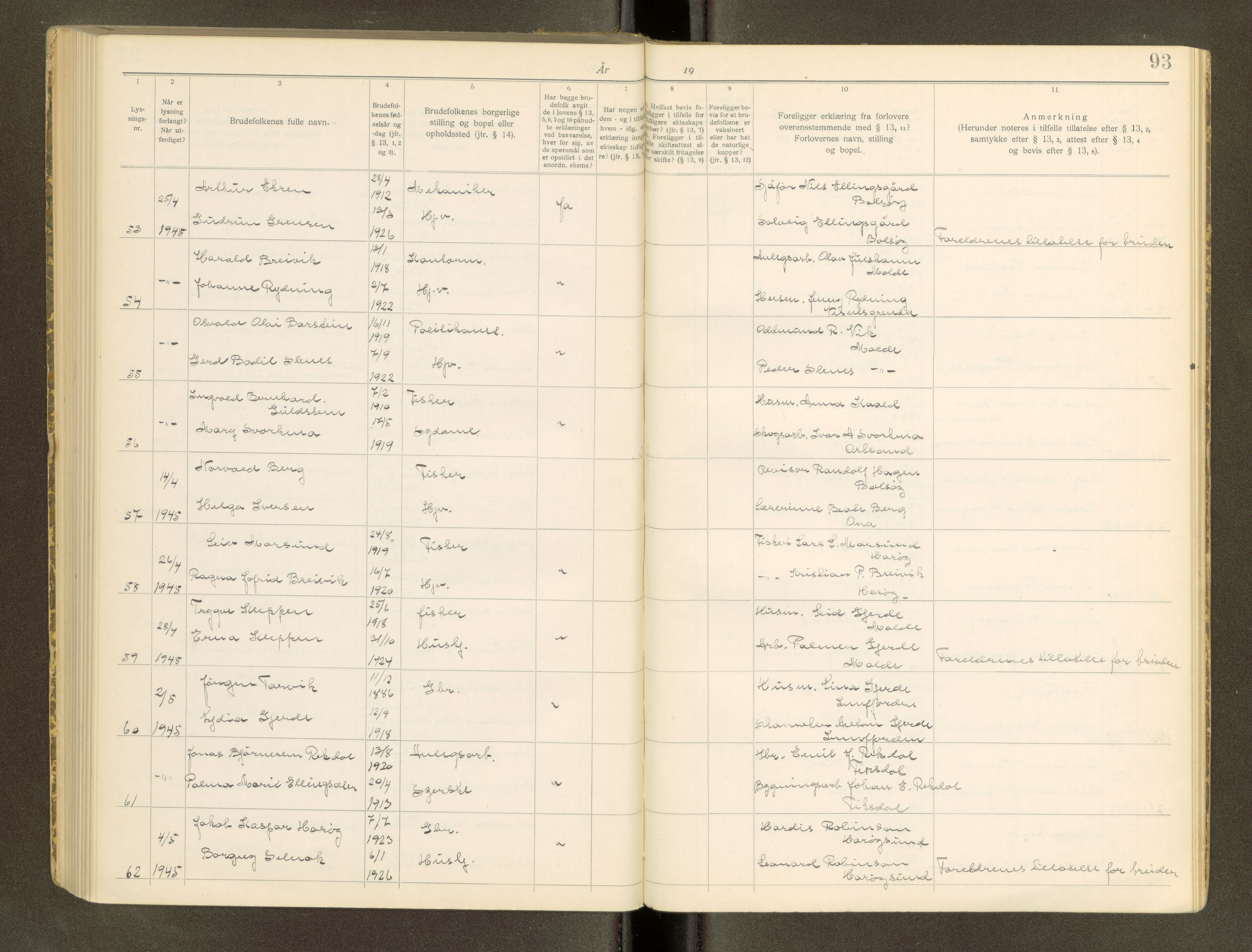 Romsdal sorenskriveri, AV/SAT-A-4149/1/6/6D/L0001: Lysingsbok, 1929-1946, s. 93